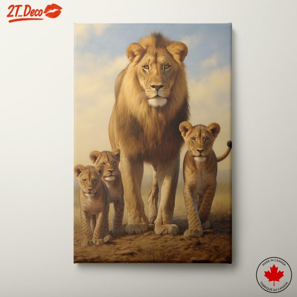 Majestic Lion Family in Natural Landscape