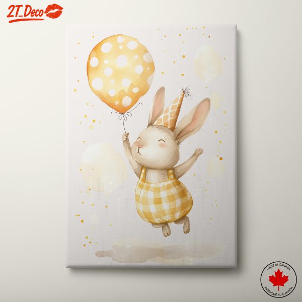 Whimsical Bunny Celebration Art with Balloon
