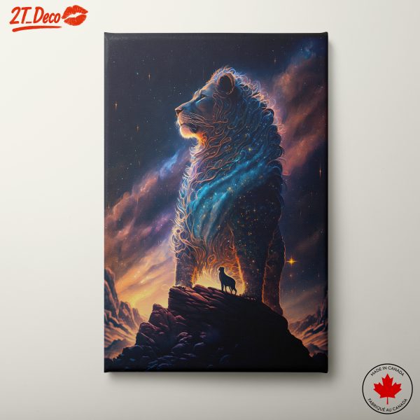 Cosmic Lion and Dog Silhouettes Art