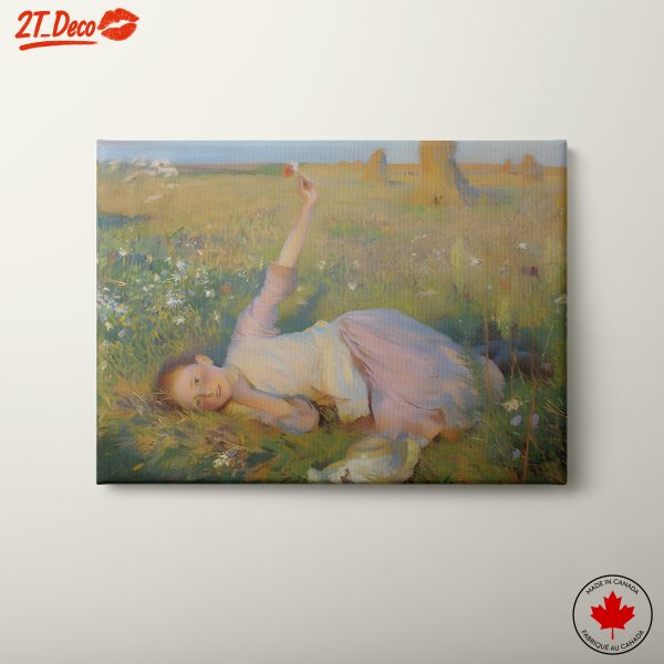 Impressionist Art of a Girl in a Meadow