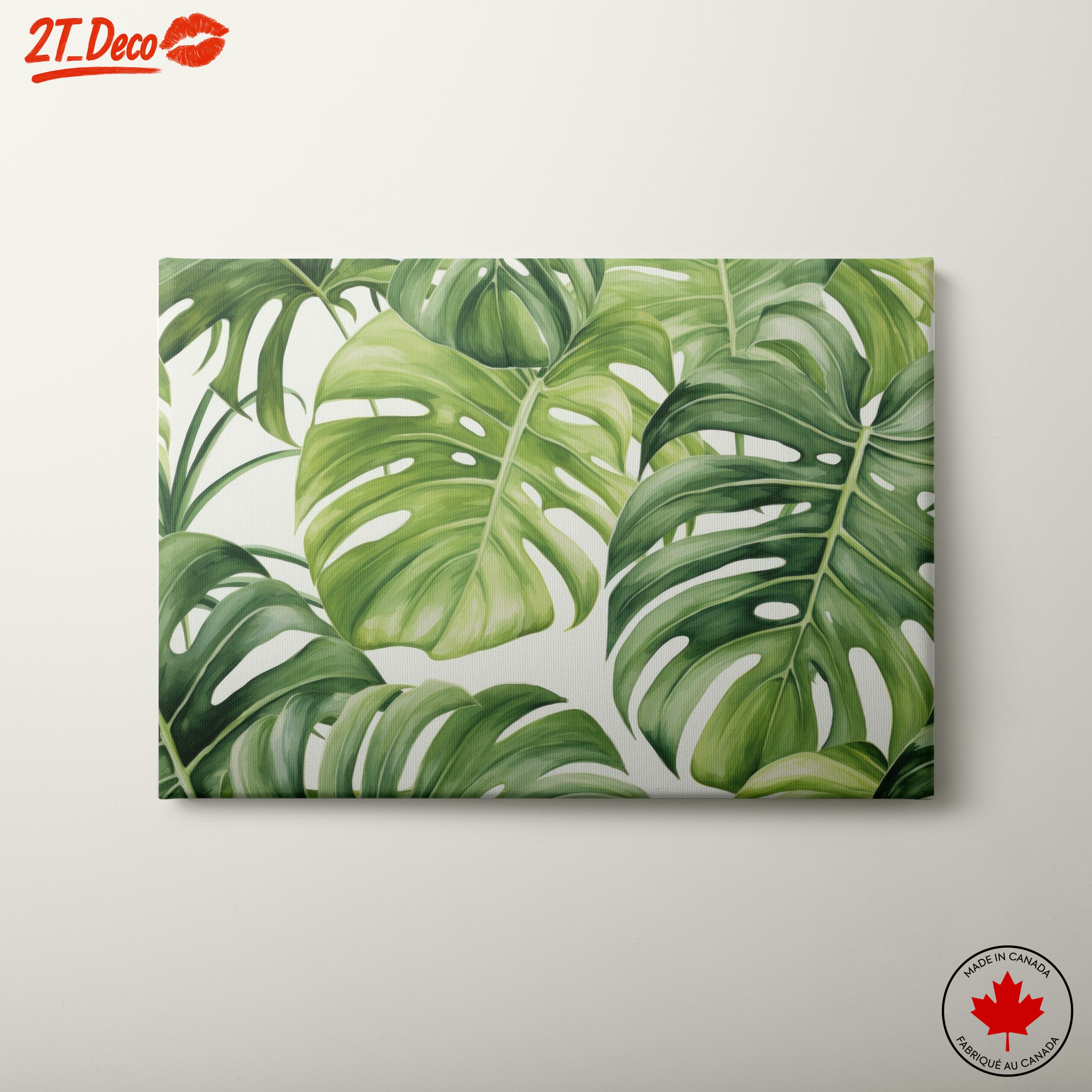 Lush Green Monstera Leaves Wall Art