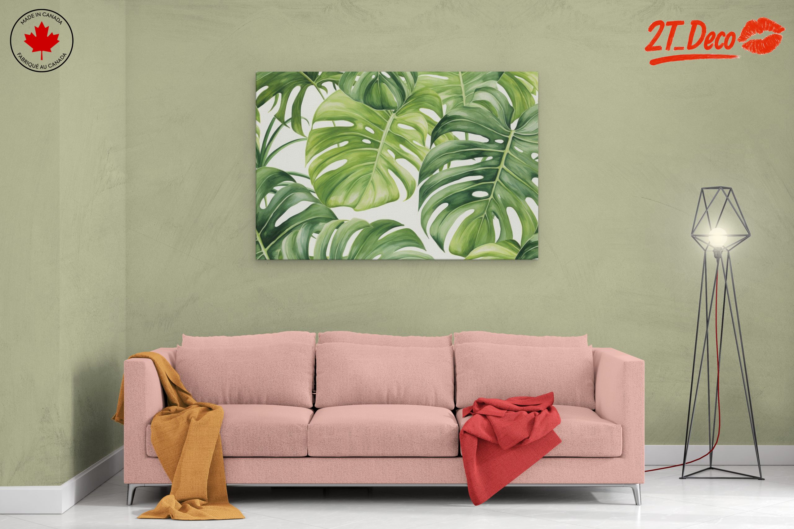 Lush Green Monstera Leaves Wall Art - Image 2