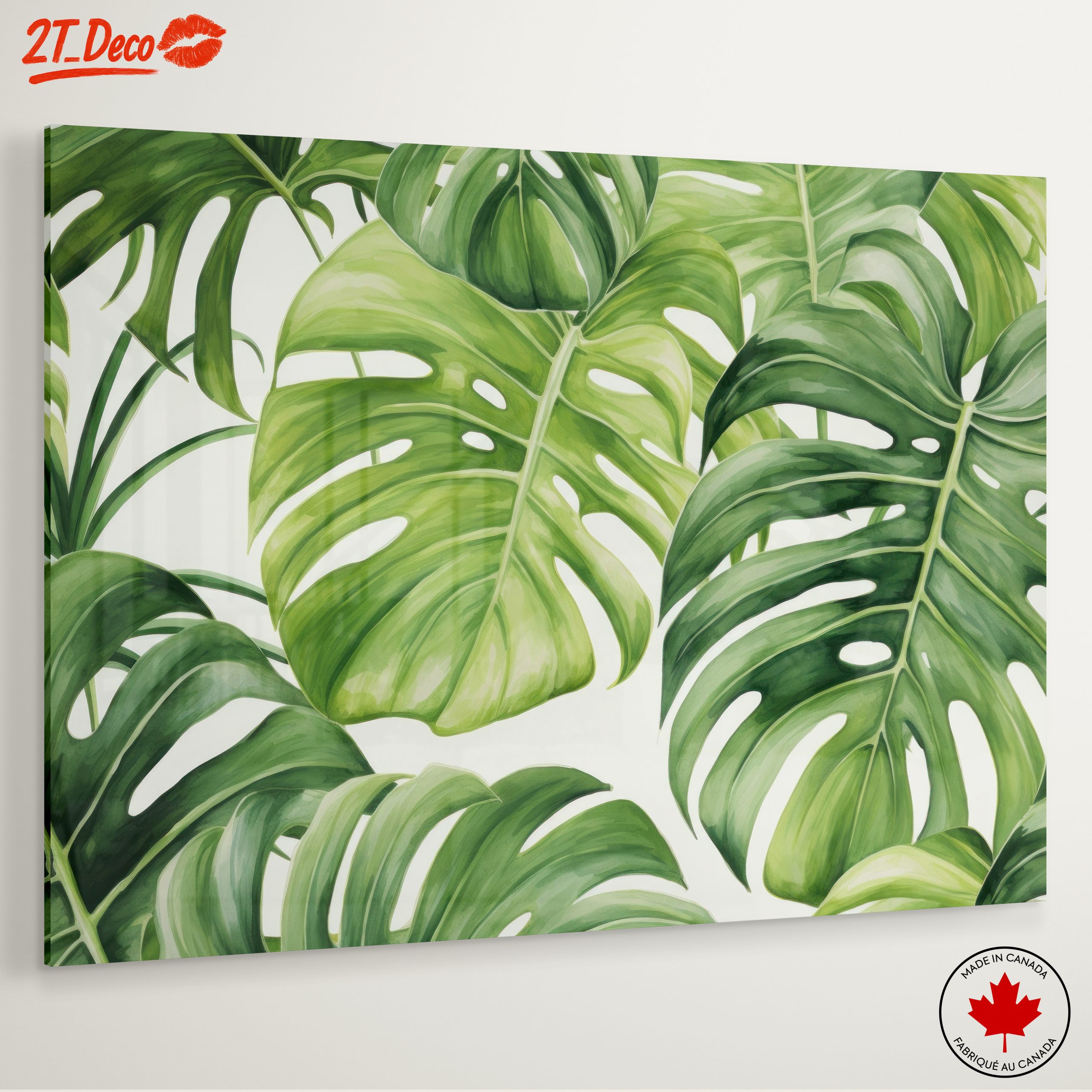 Lush Green Monstera Leaves Wall Art - Image 6