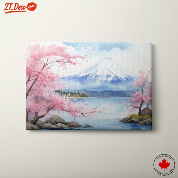 Serene Nature Landscape with Cherry Blossoms and Mount Fuji