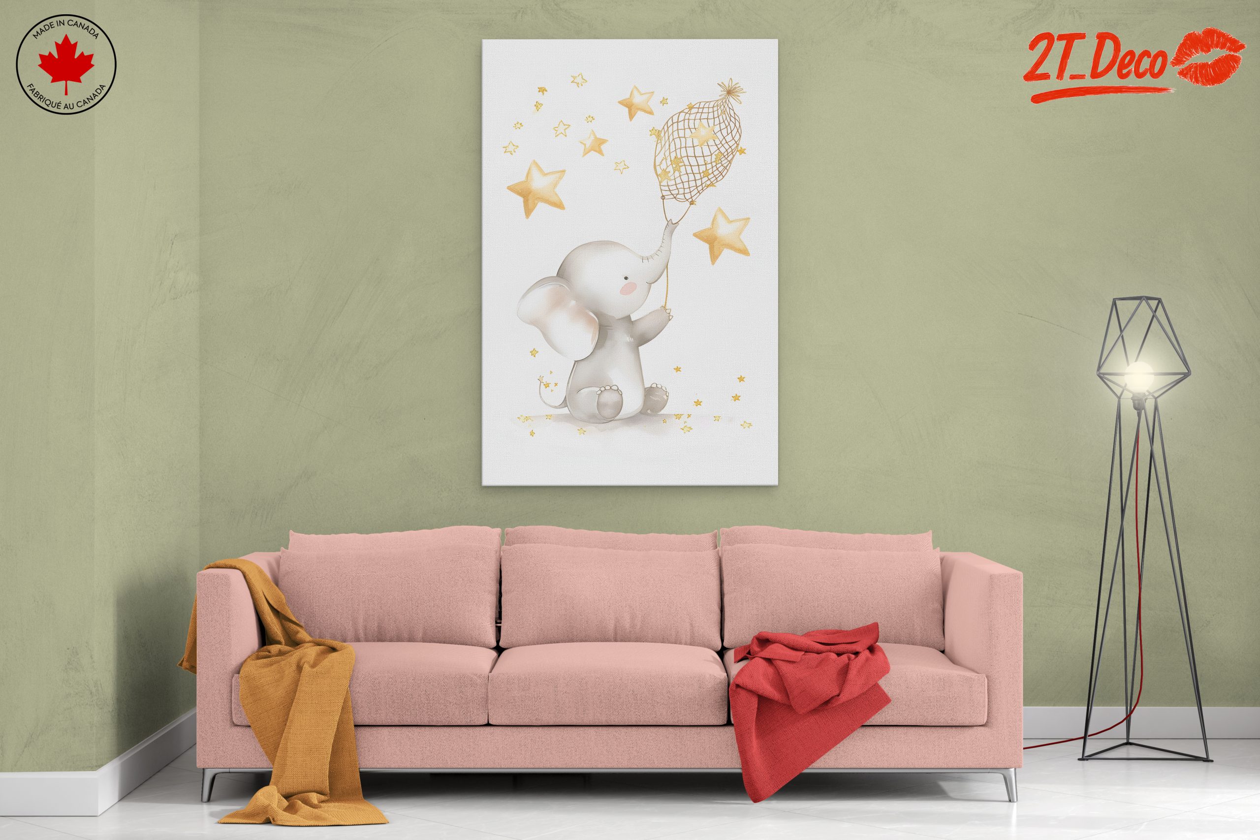 Whimsical Elephant and Stars Artwork - Image 2