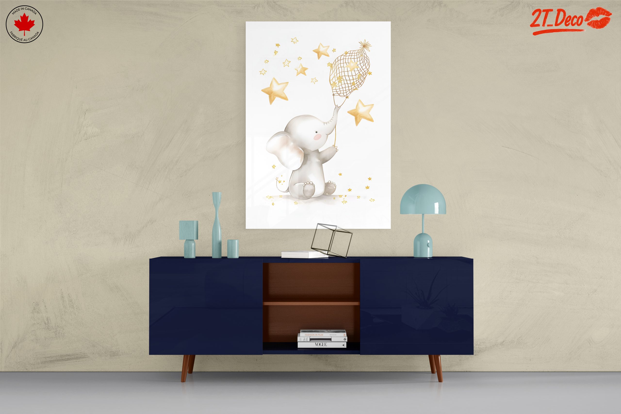 Whimsical Elephant and Stars Artwork - Image 8