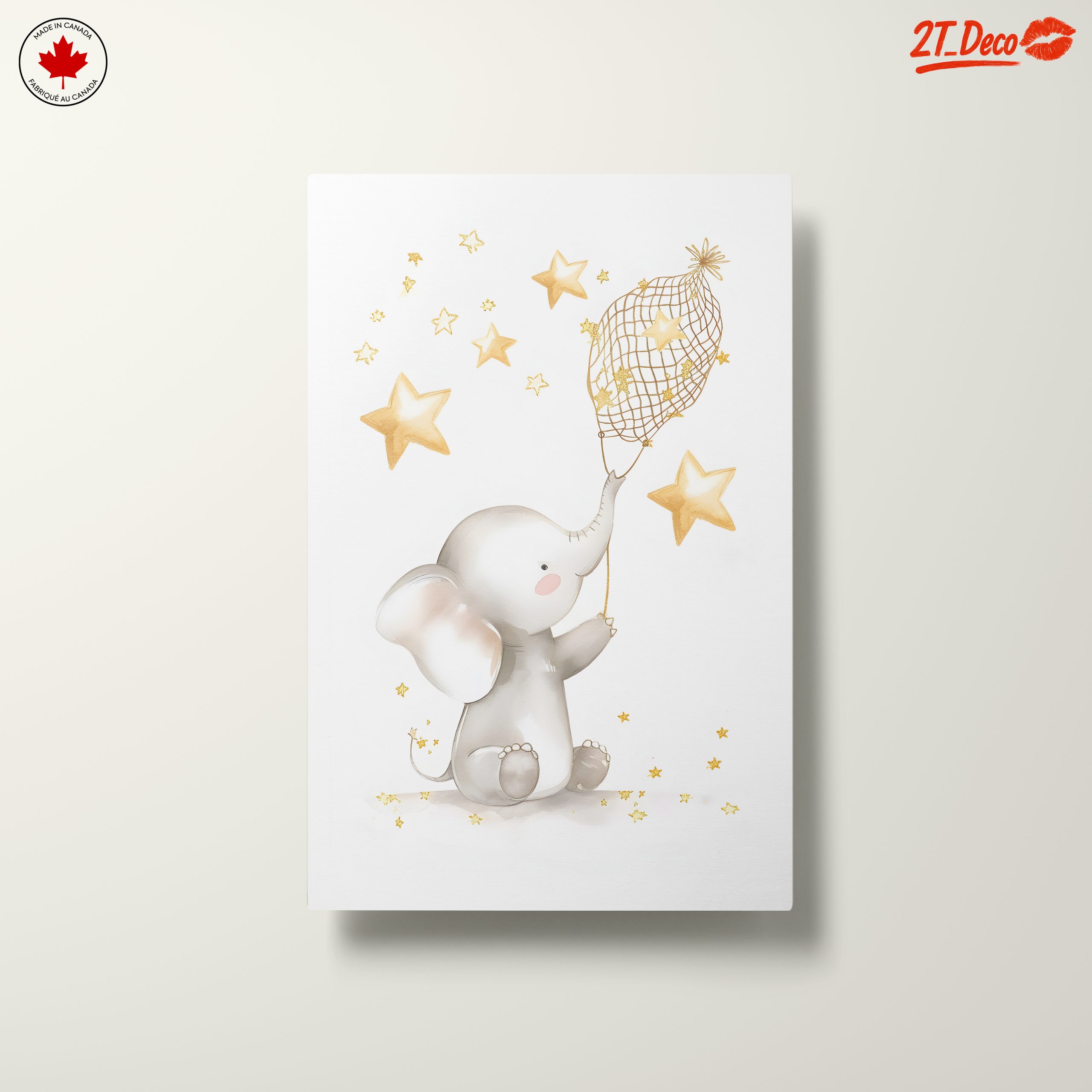 Whimsical Elephant and Stars Artwork - Image 10