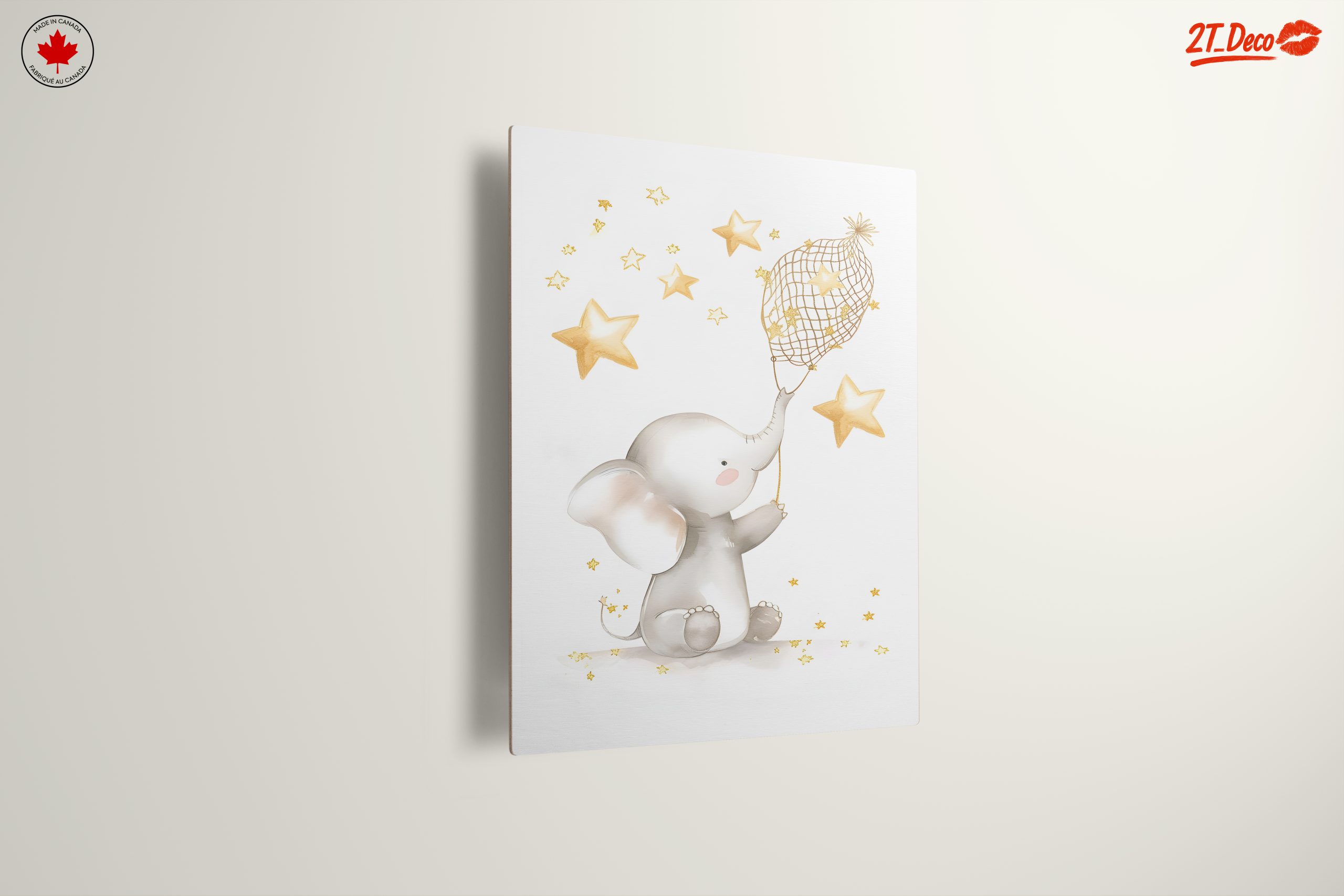 Whimsical Elephant and Stars Artwork - Image 13