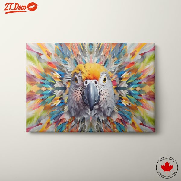 Vibrant Parrot Portrait in Colorful Abstract