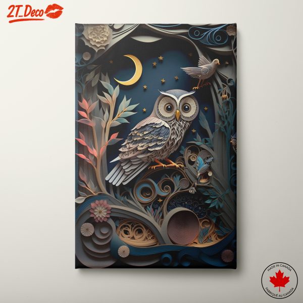 Intricate Whimsical Owl and Nature Art