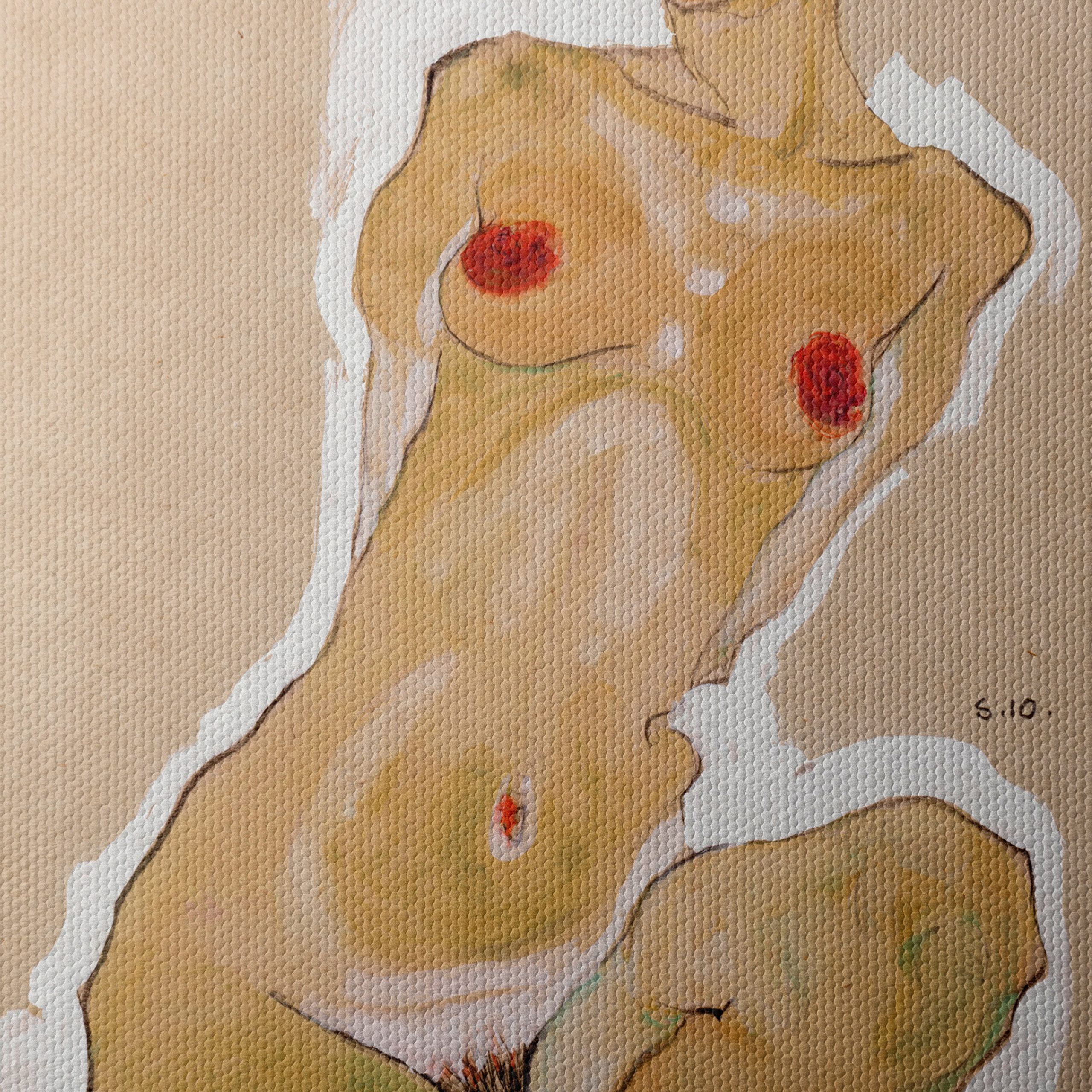 Stylized Figurative Artwork Featuring a Nude Woman - Image 4