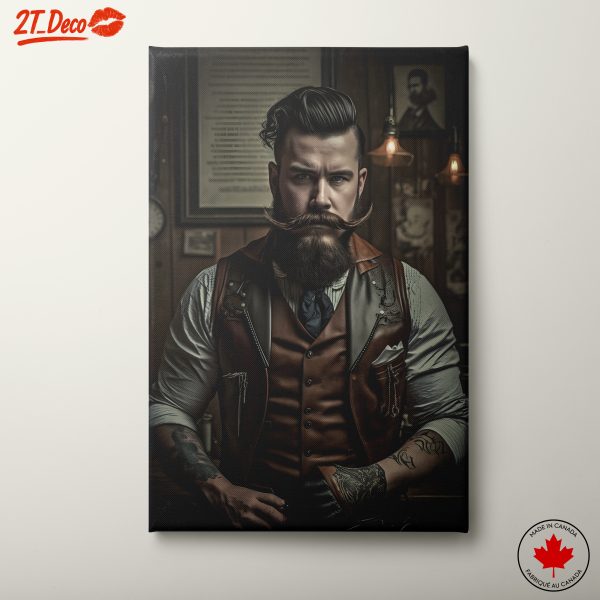 Vintage Barber Portrait Featuring Stylish Mustache