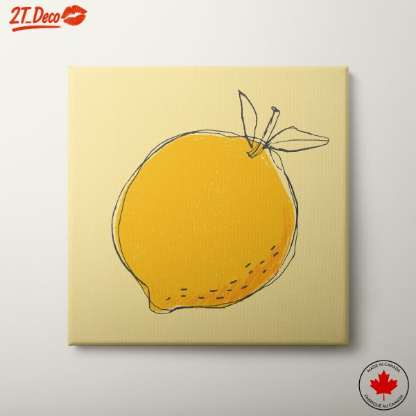 Stylized Lemon Art on Yellow Background