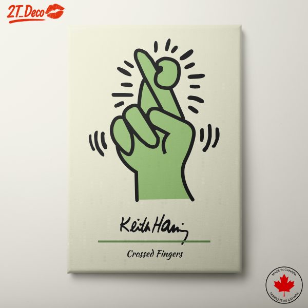 Playful Crossed Fingers Artwork by Keith Haring