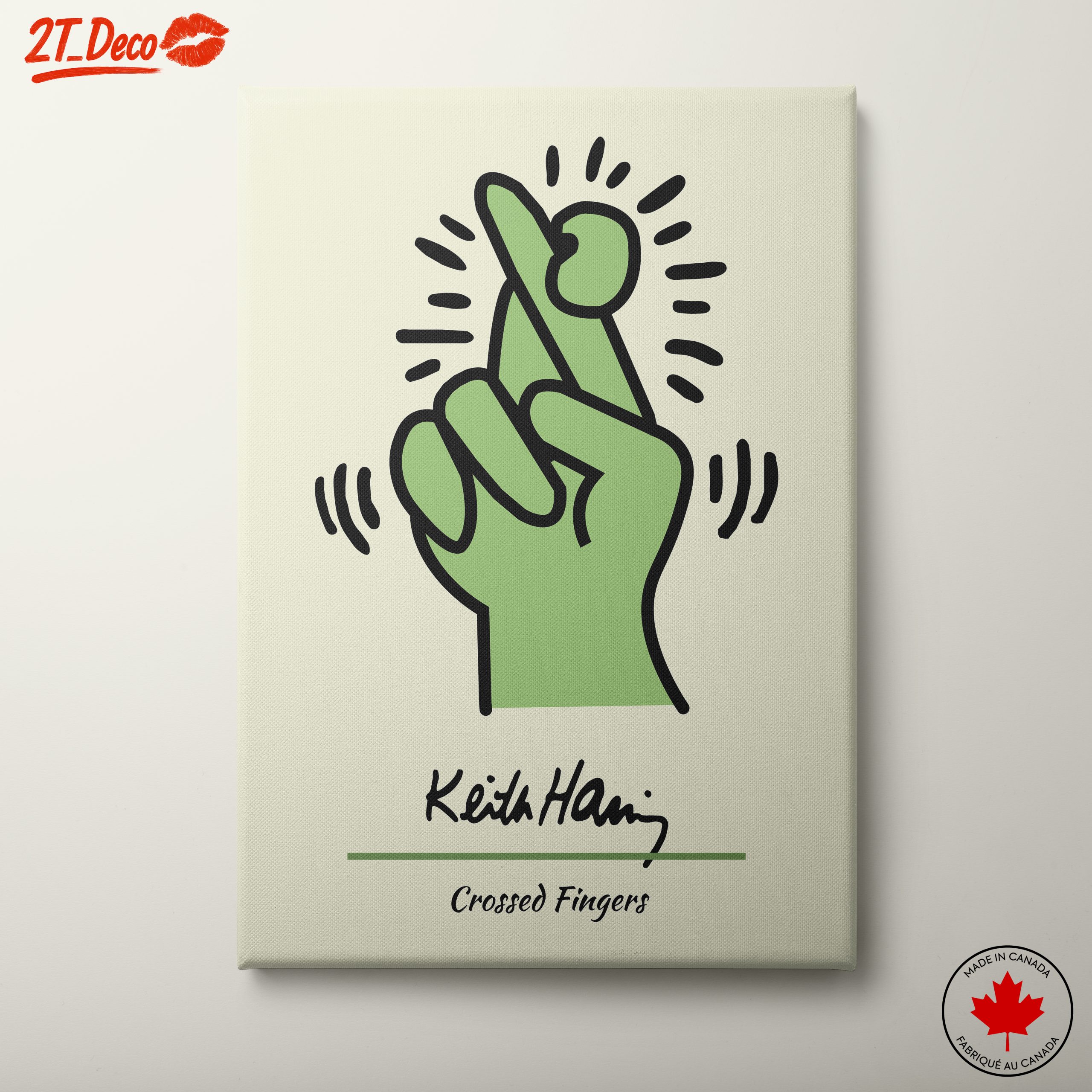 Playful Crossed Fingers Artwork by Keith Haring