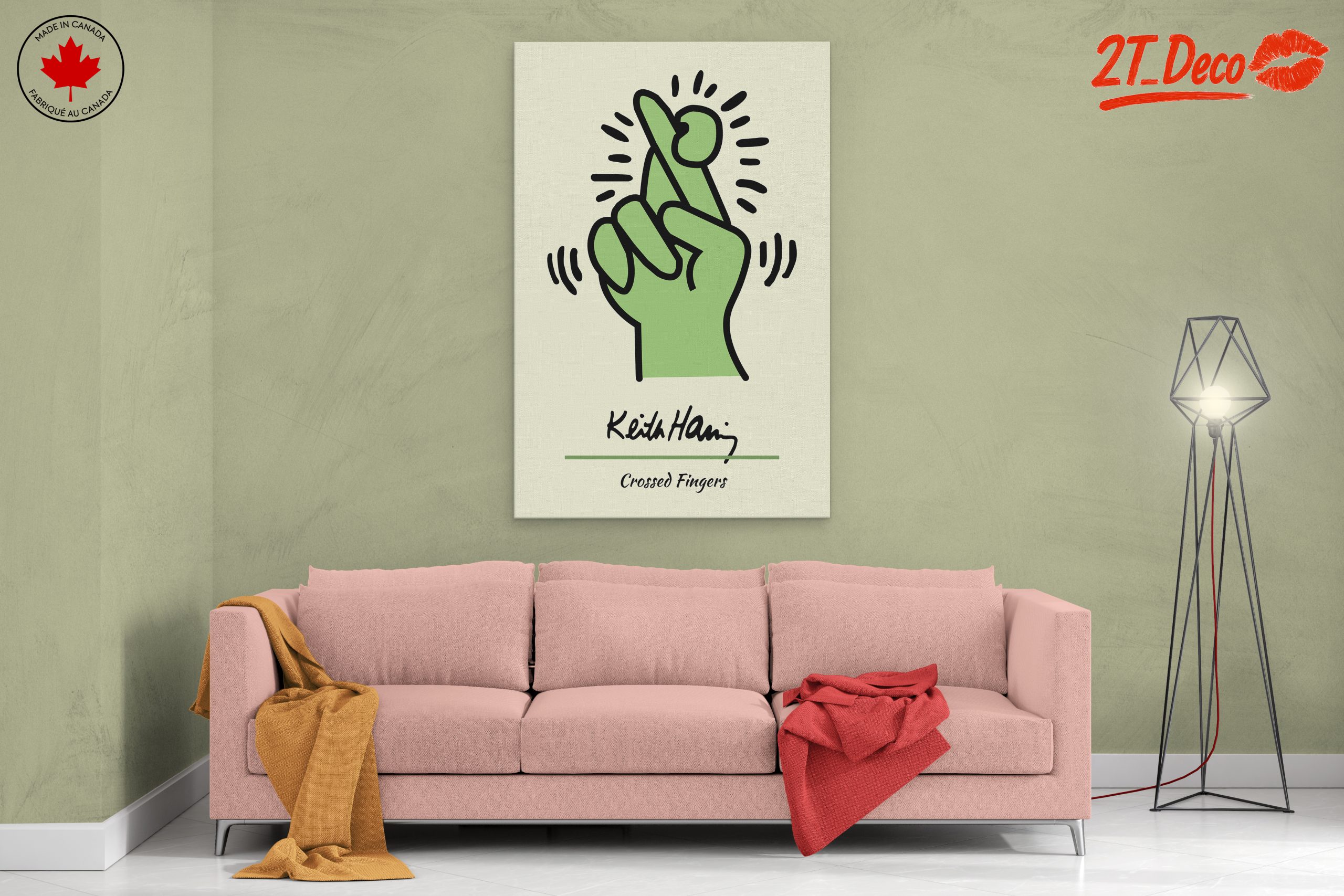 Playful Crossed Fingers Artwork by Keith Haring - Image 2