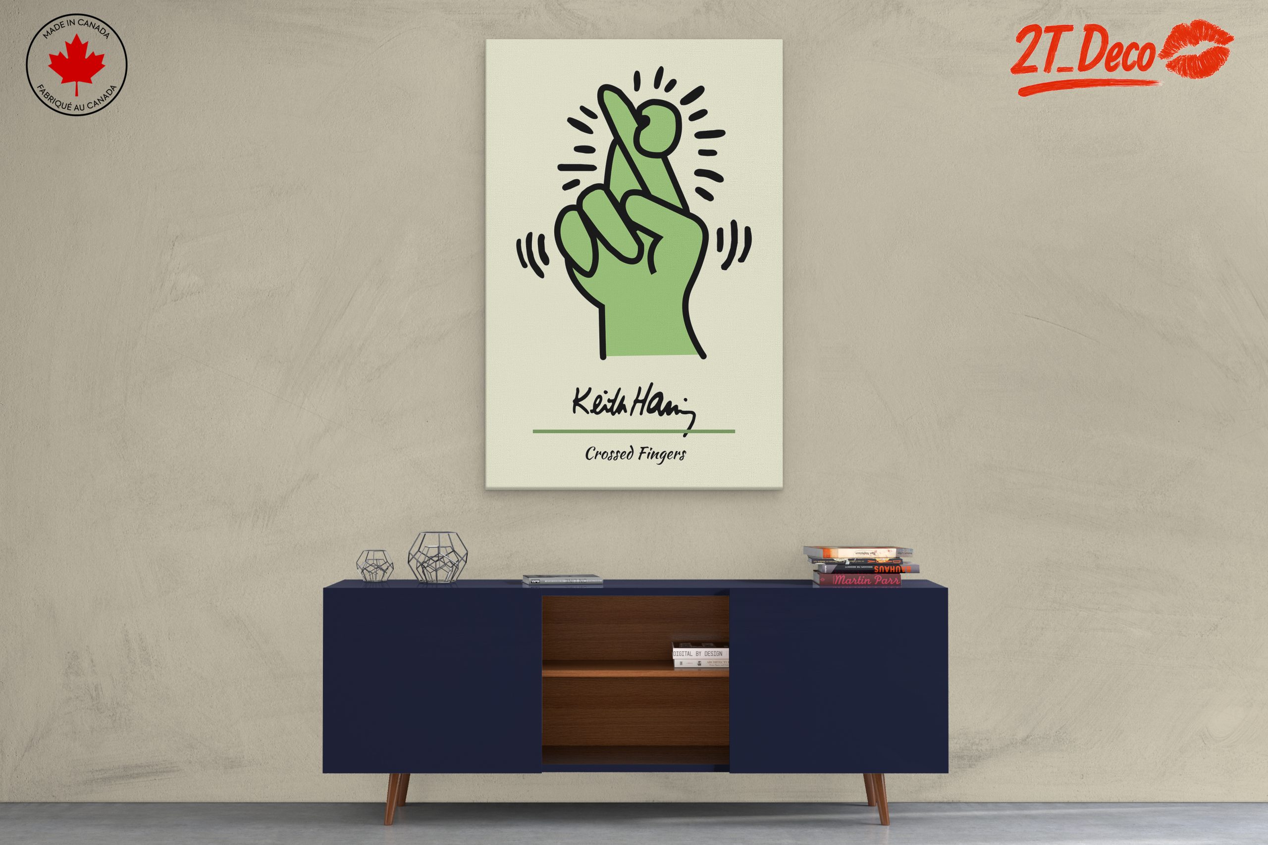 Playful Crossed Fingers Artwork by Keith Haring - Image 3