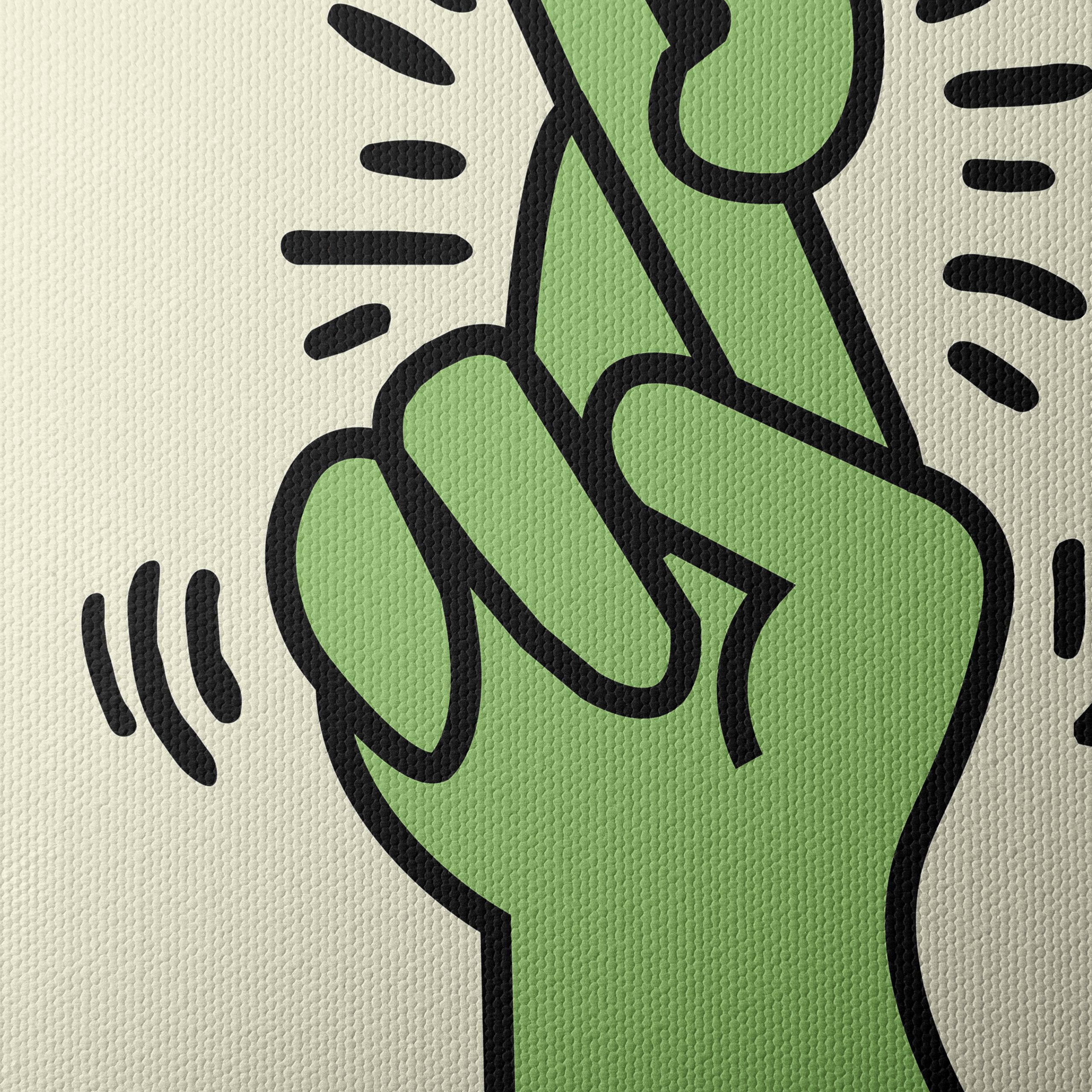 Playful Crossed Fingers Artwork by Keith Haring - Image 4