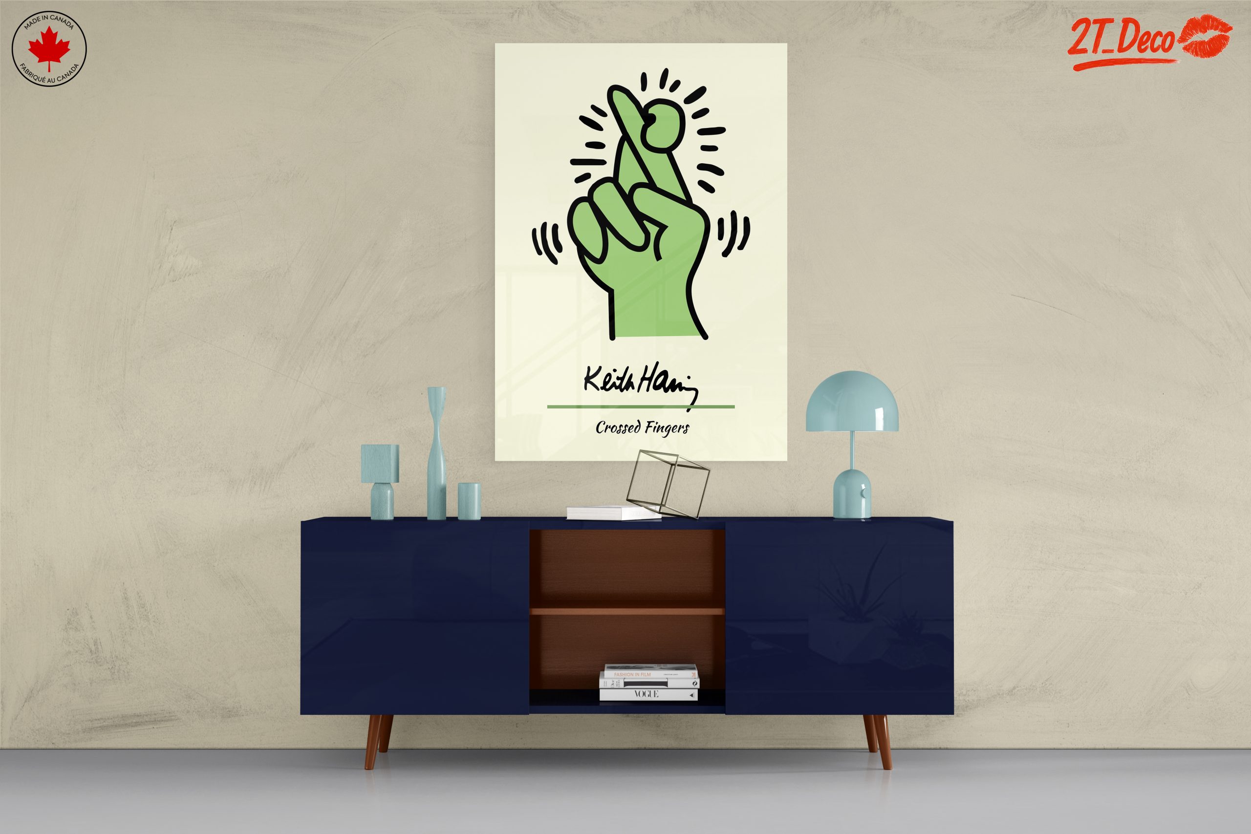 Playful Crossed Fingers Artwork by Keith Haring - Image 8