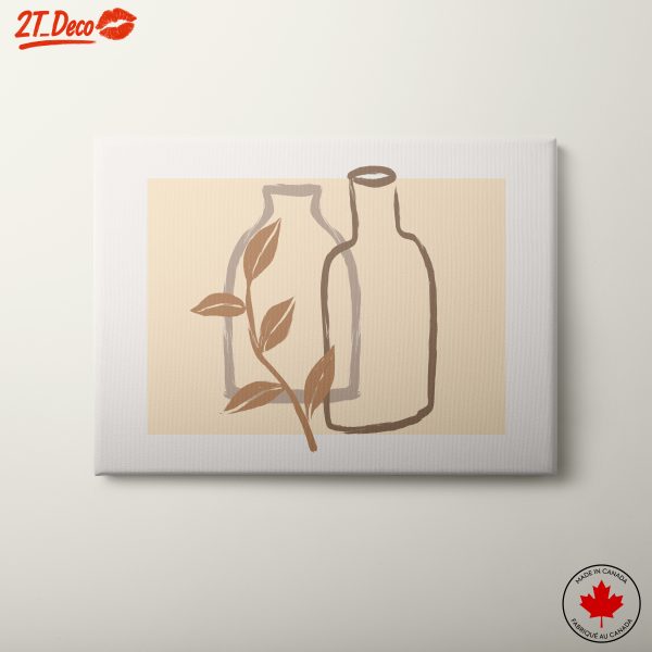 Minimalist Botanical Illustration with Bottles