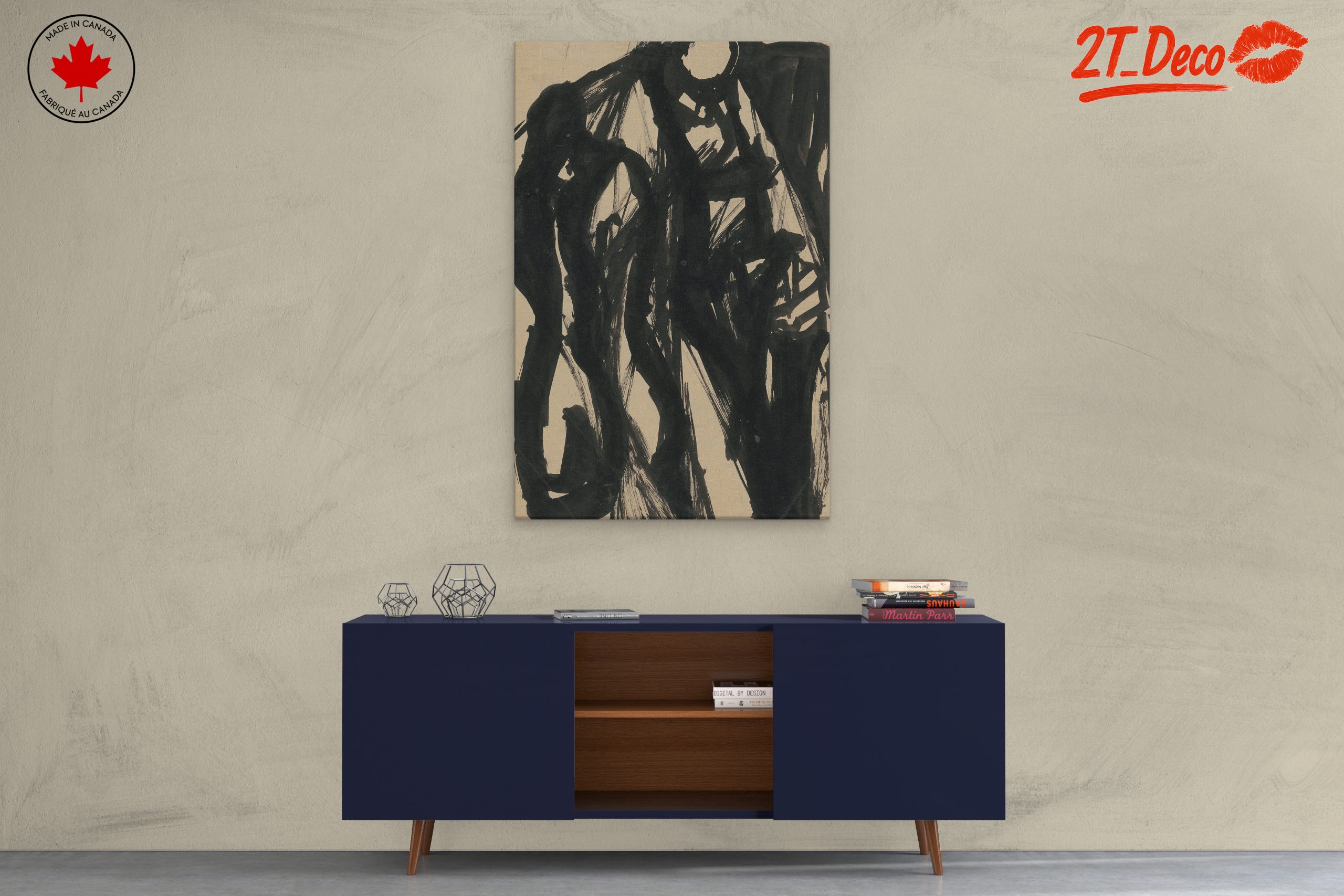 Dynamic Black Abstract Art - Image 3