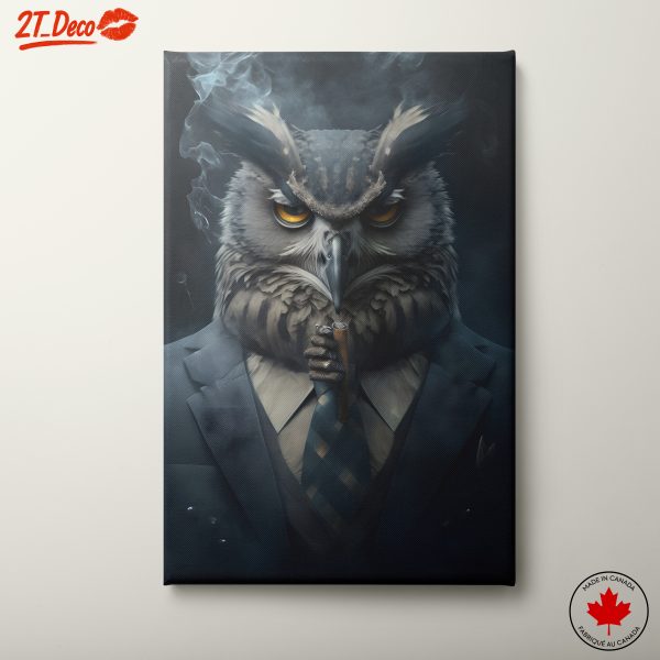 Stylish Owl in Suit with Cigar