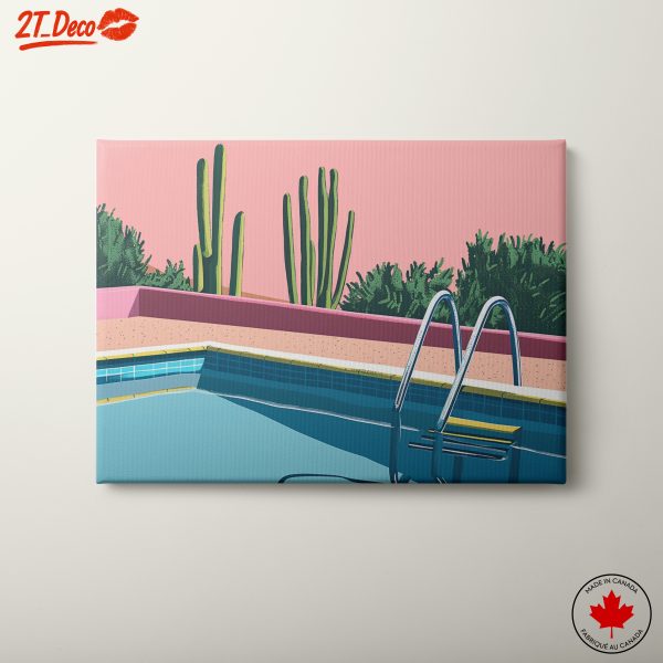 Vibrant Poolside Art with Cacti