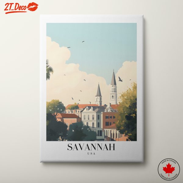Stylized Savannah Cityscape Wall Art