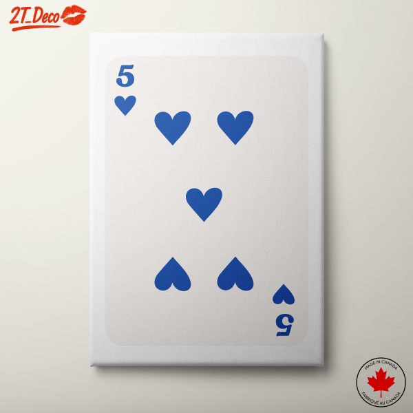 Stylized Five of Hearts Playing Card Art