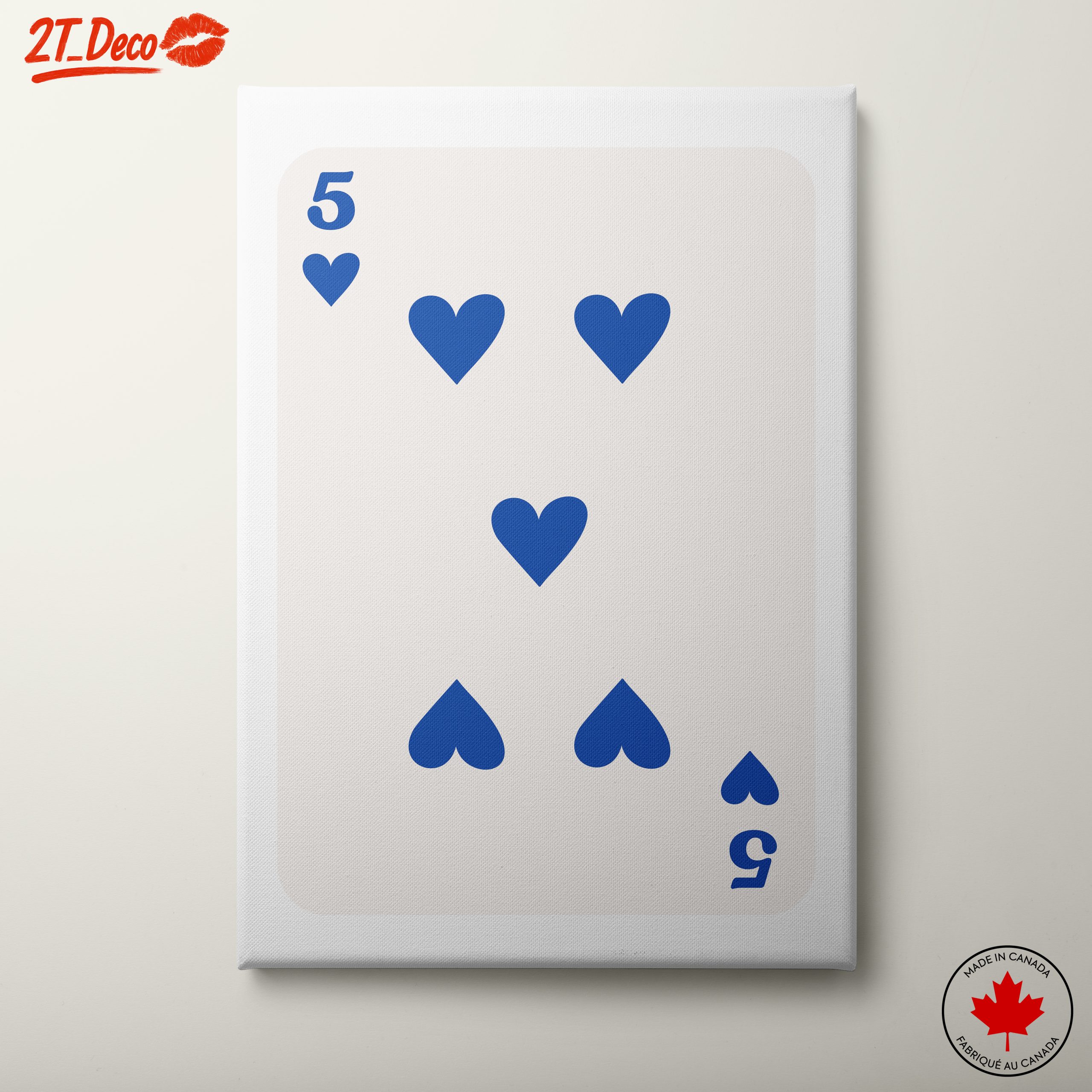 Stylized Five of Hearts Playing Card Art
