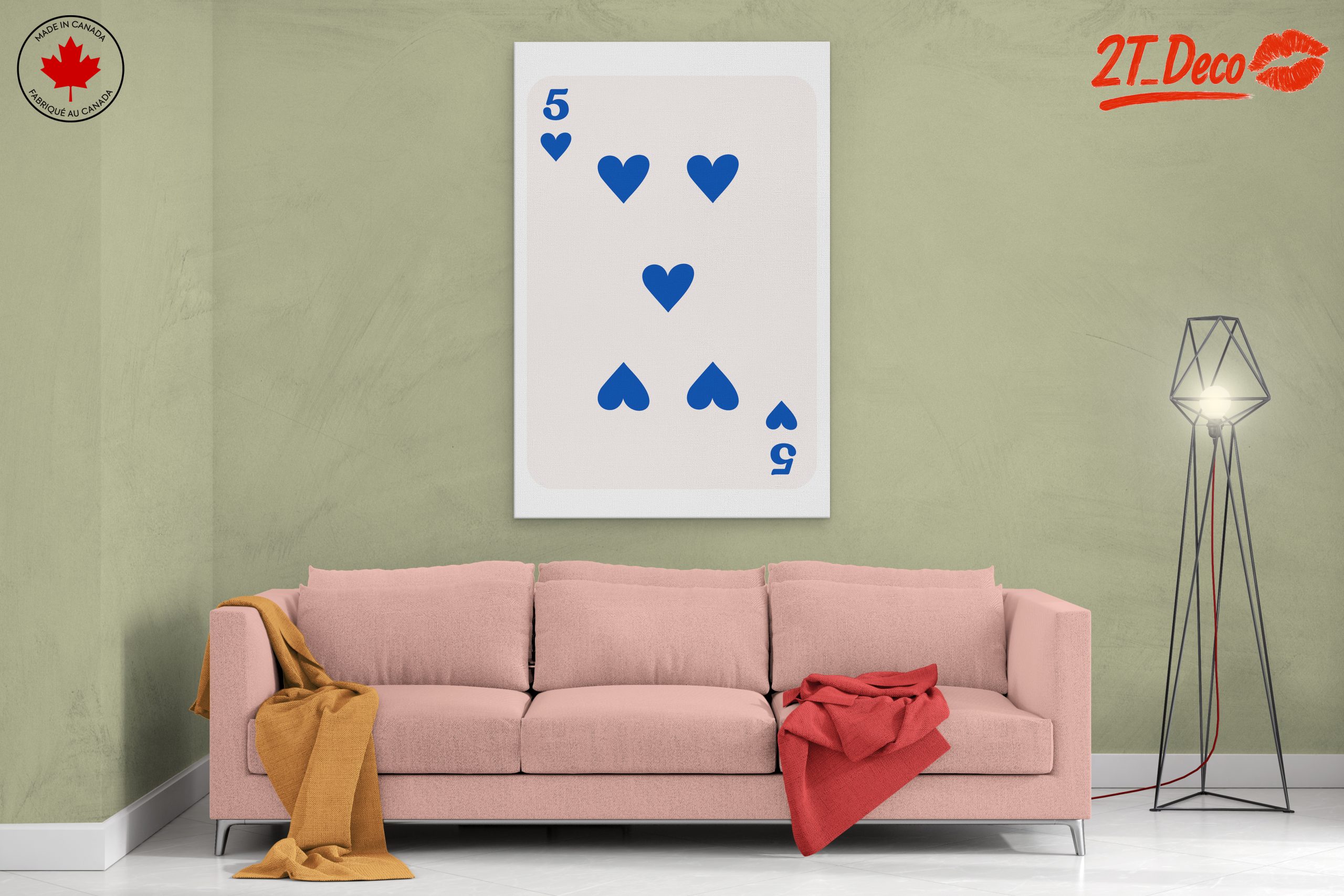 Stylized Five of Hearts Playing Card Art - Image 2