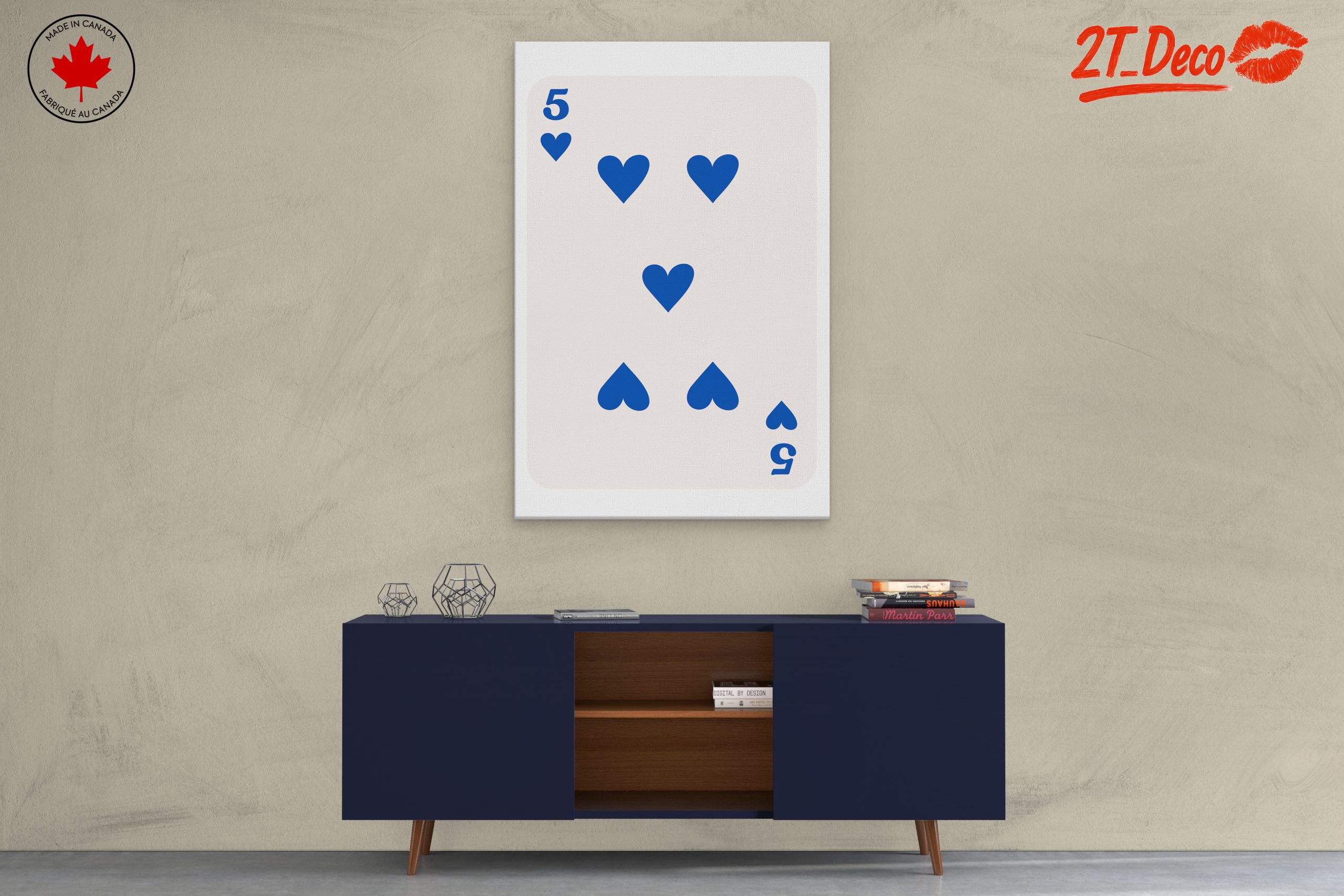 Stylized Five of Hearts Playing Card Art - Image 3