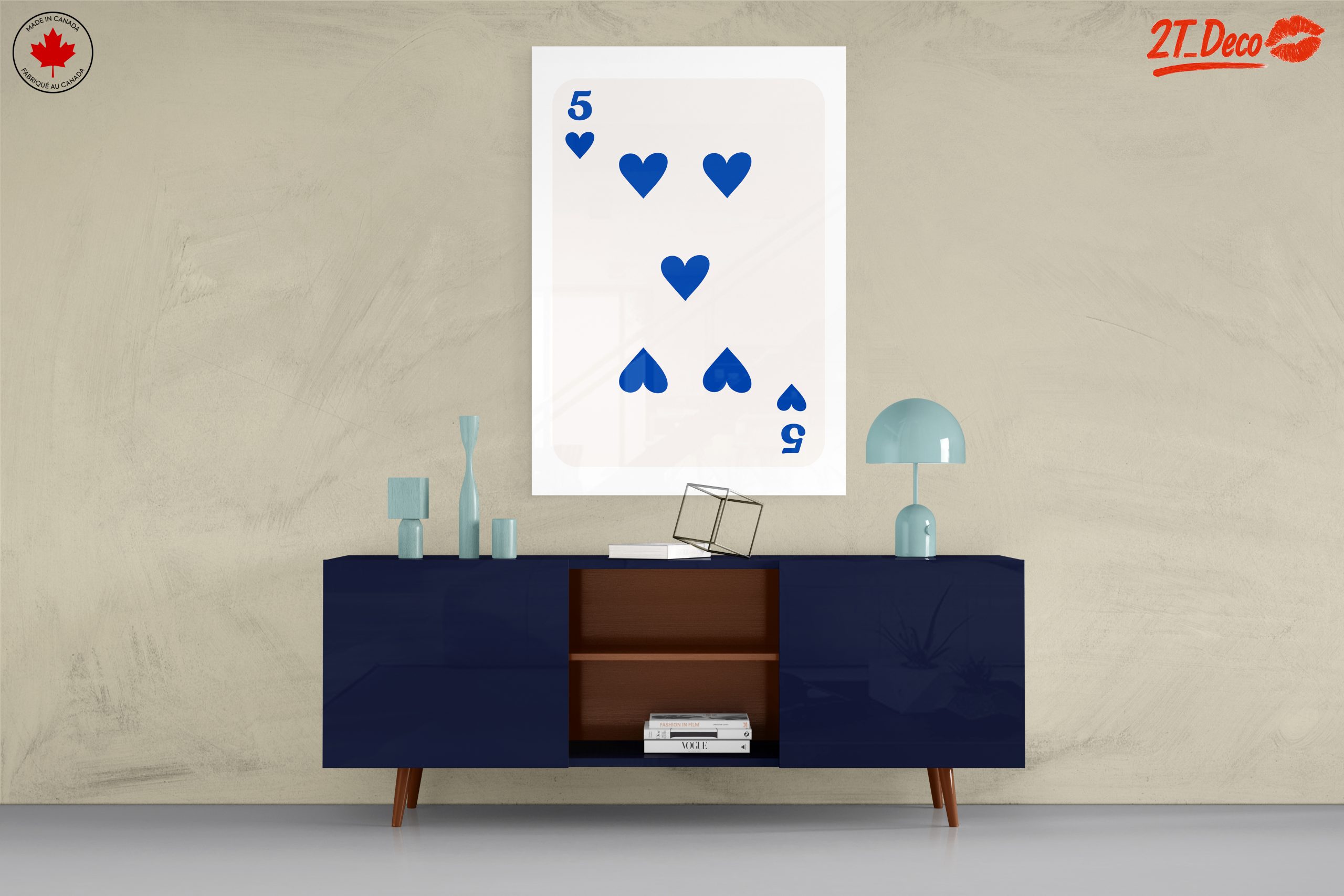 Stylized Five of Hearts Playing Card Art - Image 8