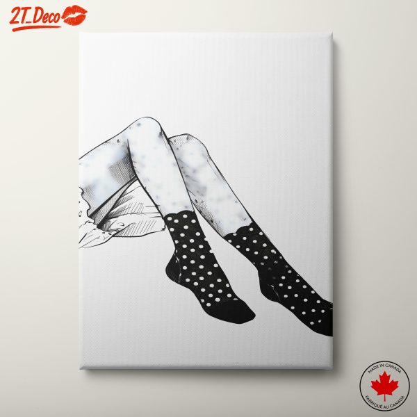 Stylized Character Artwork with Polka Dot Socks
