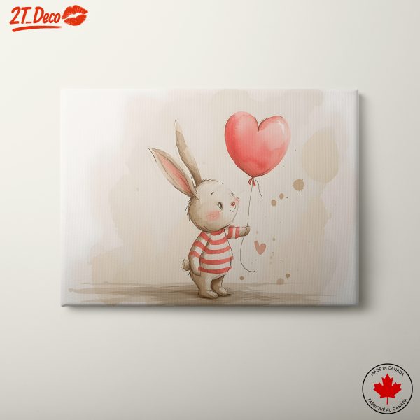 Adorable Bunny Holding Red Heart Balloon