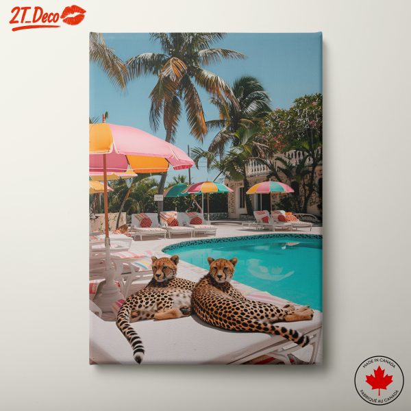 Leopards Relaxing by the Poolside