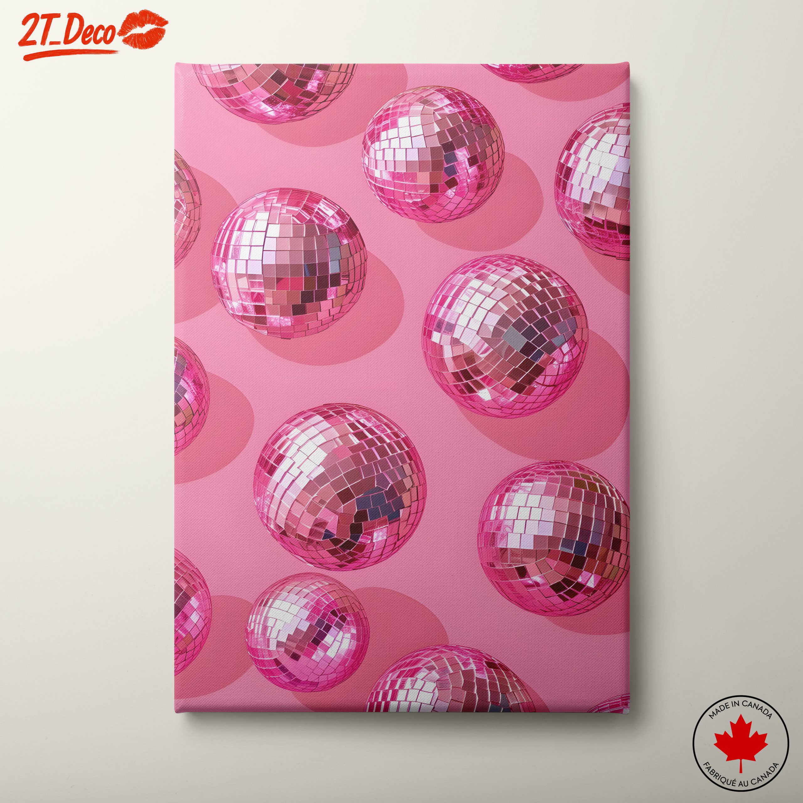 Vibrant Pink Disco Balls Art