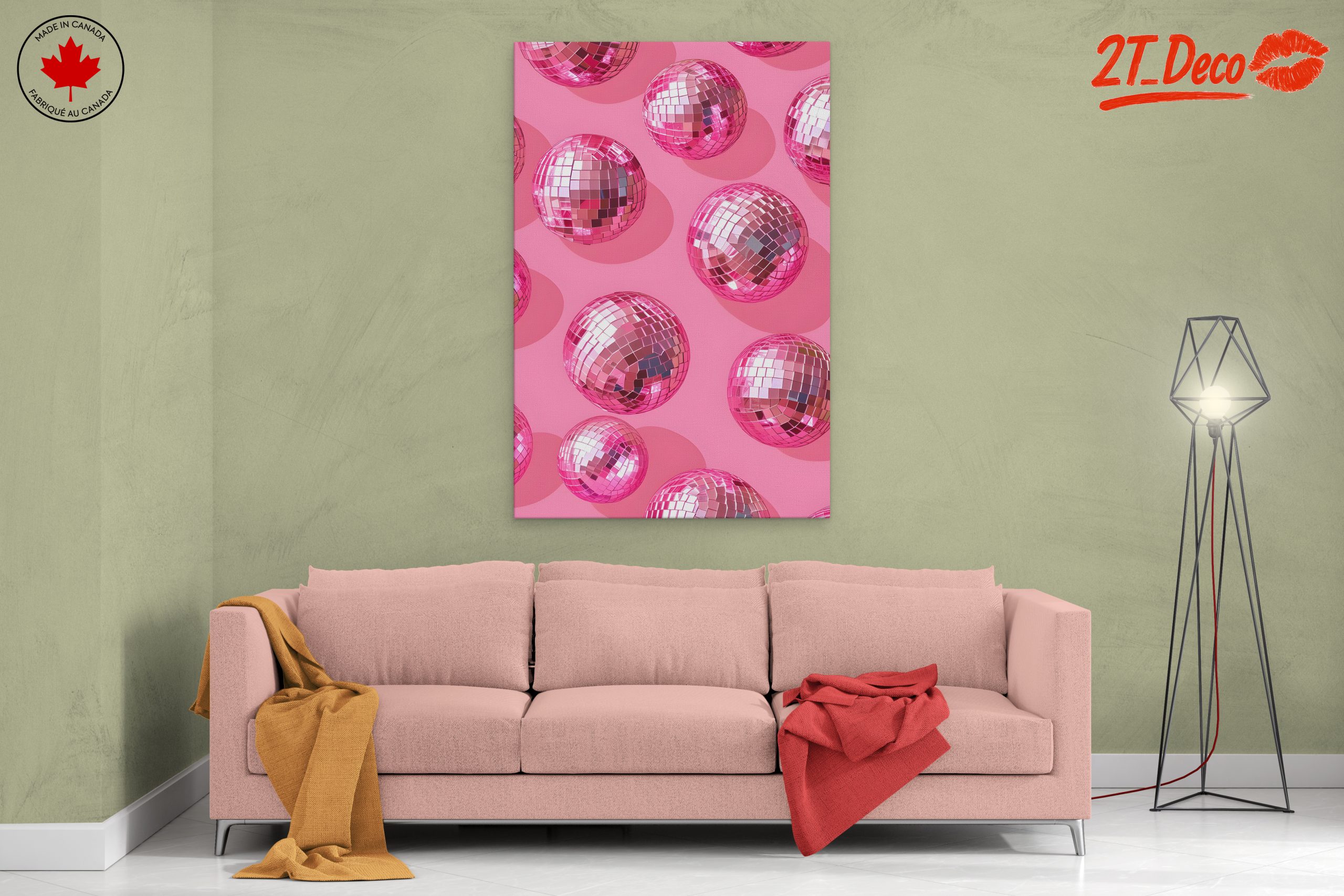 Vibrant Pink Disco Balls Art - Image 2