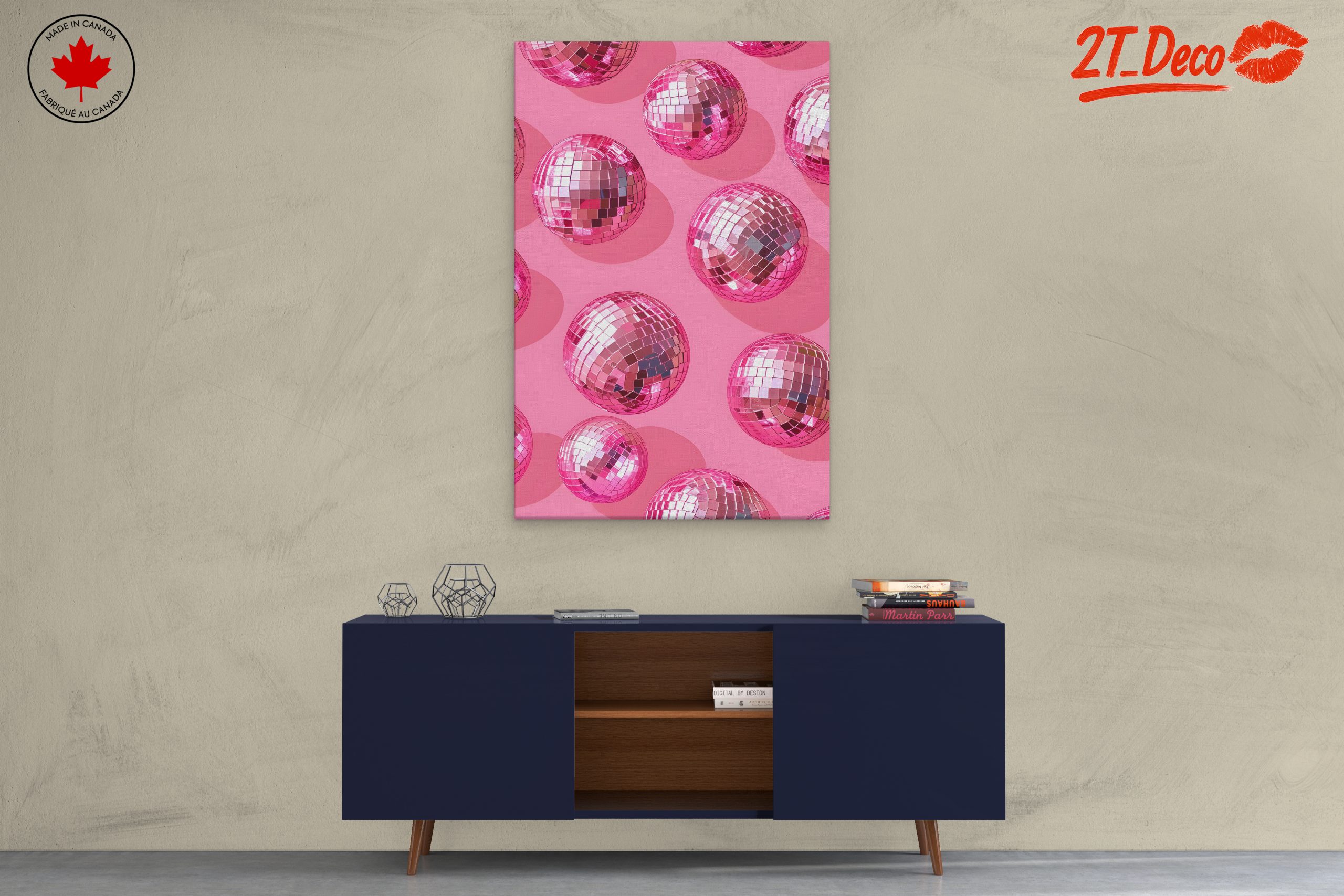 Vibrant Pink Disco Balls Art - Image 3