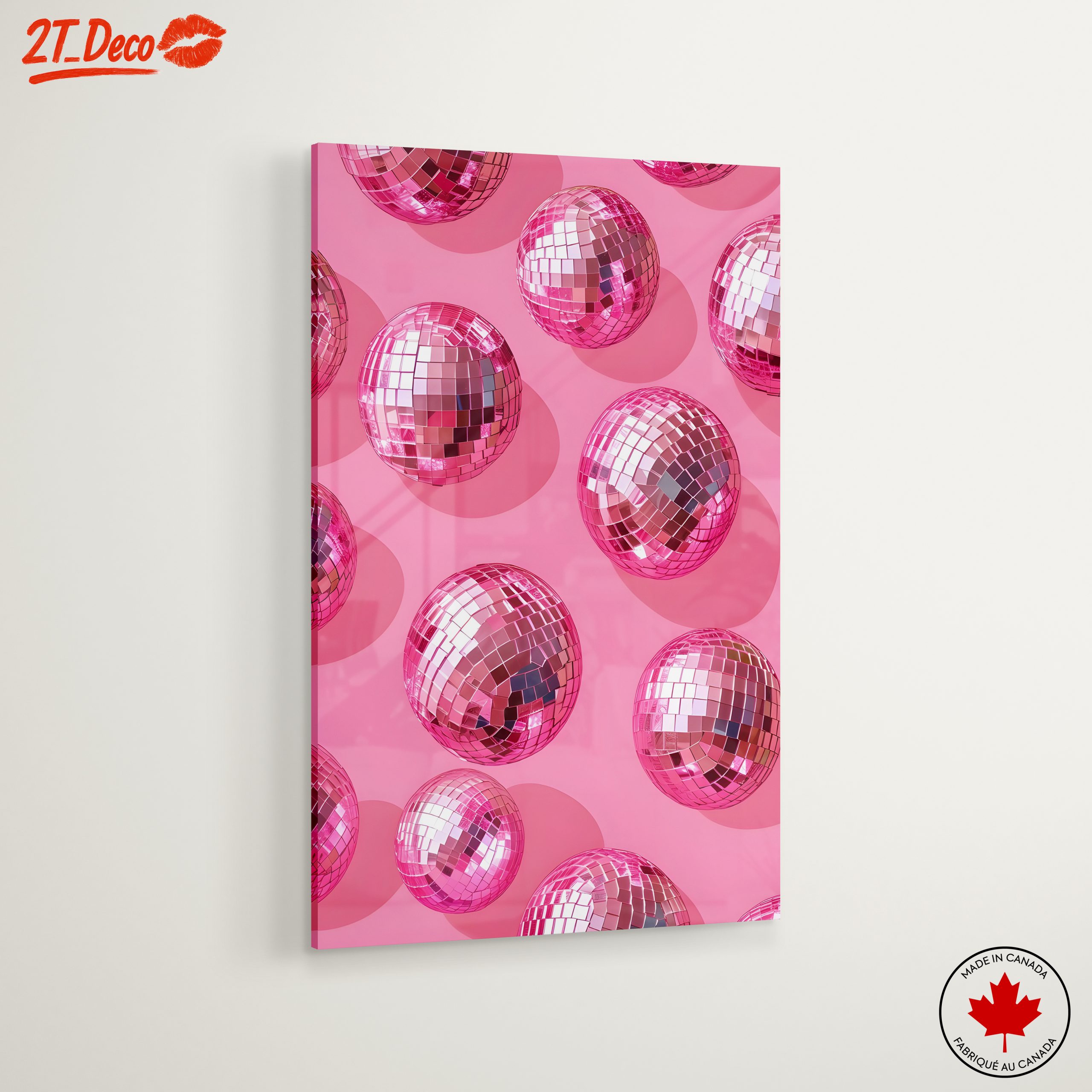 Vibrant Pink Disco Balls Art - Image 6
