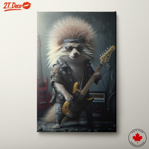 Rockstar Hedgehog Musical Animal Art