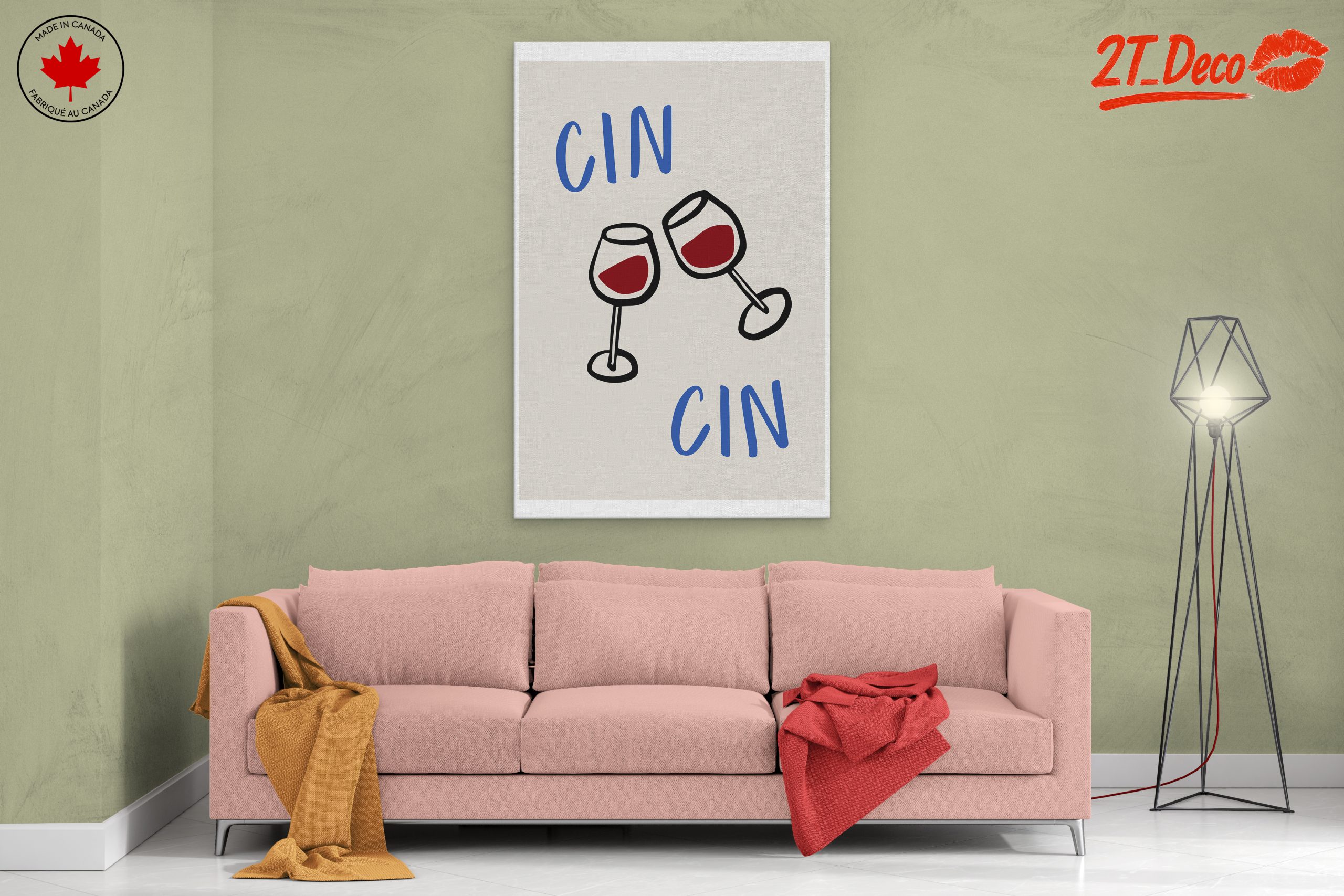 Stylized Toasting Wine Glasses Art - Image 2
