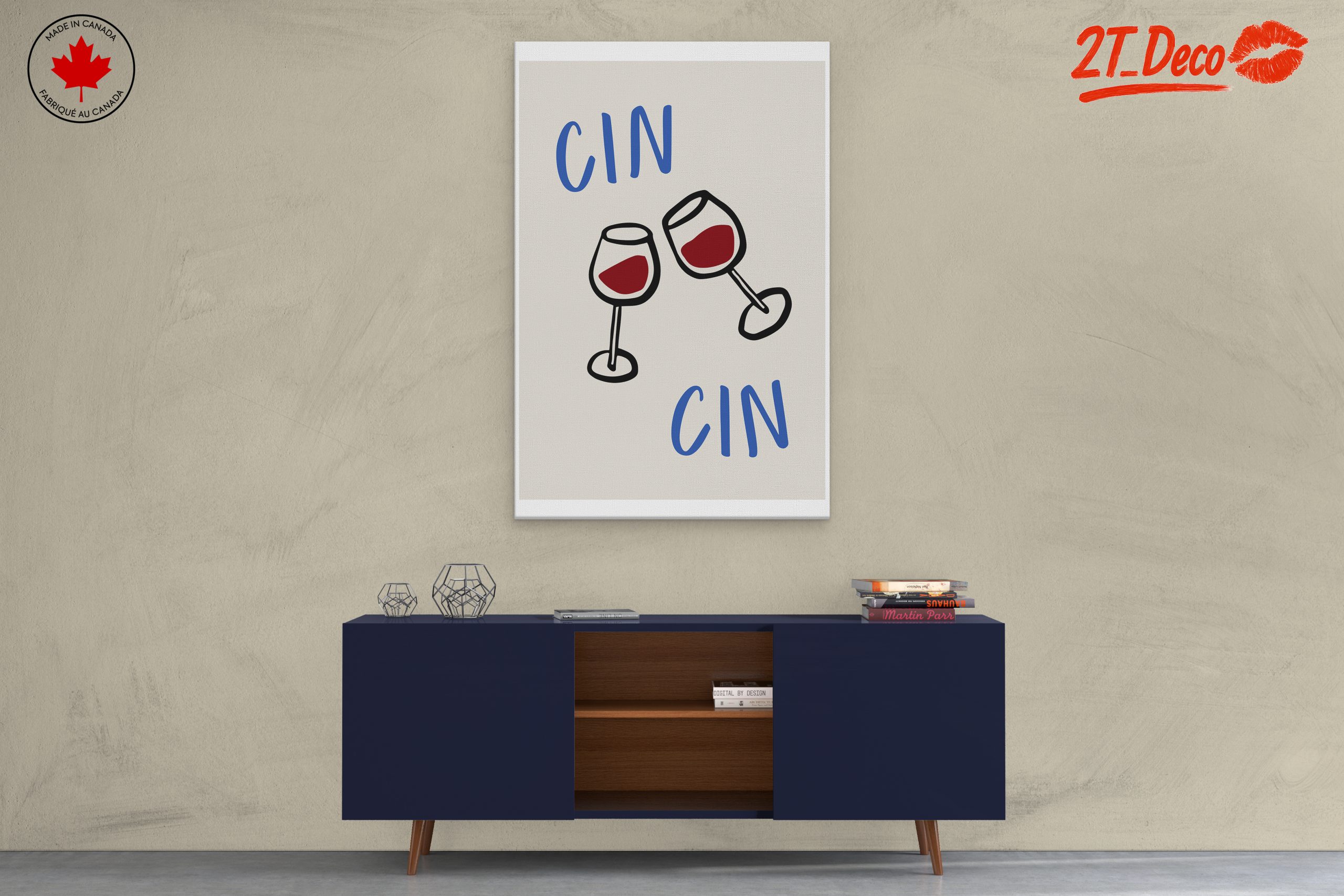 Stylized Toasting Wine Glasses Art - Image 3