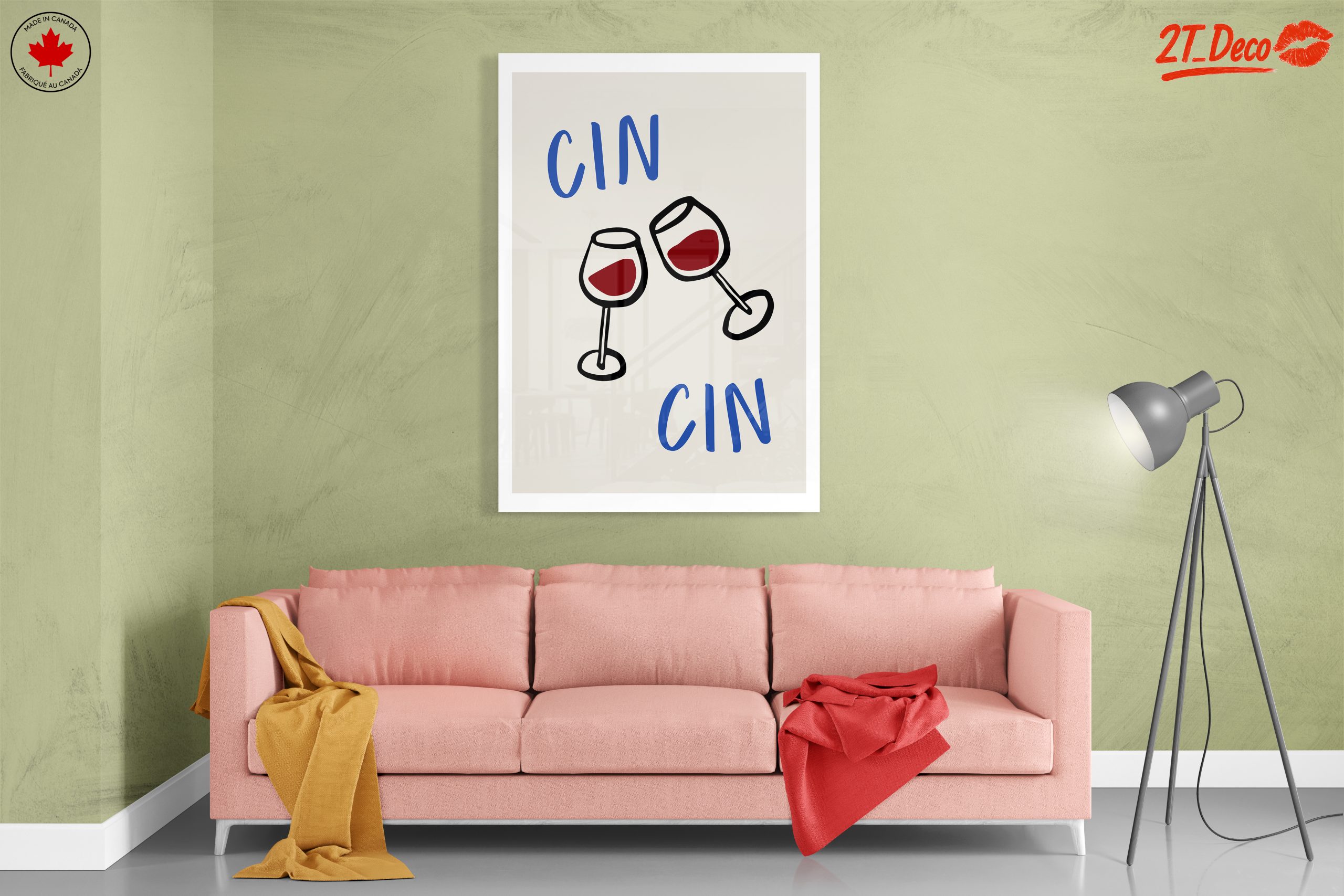 Stylized Toasting Wine Glasses Art - Image 7