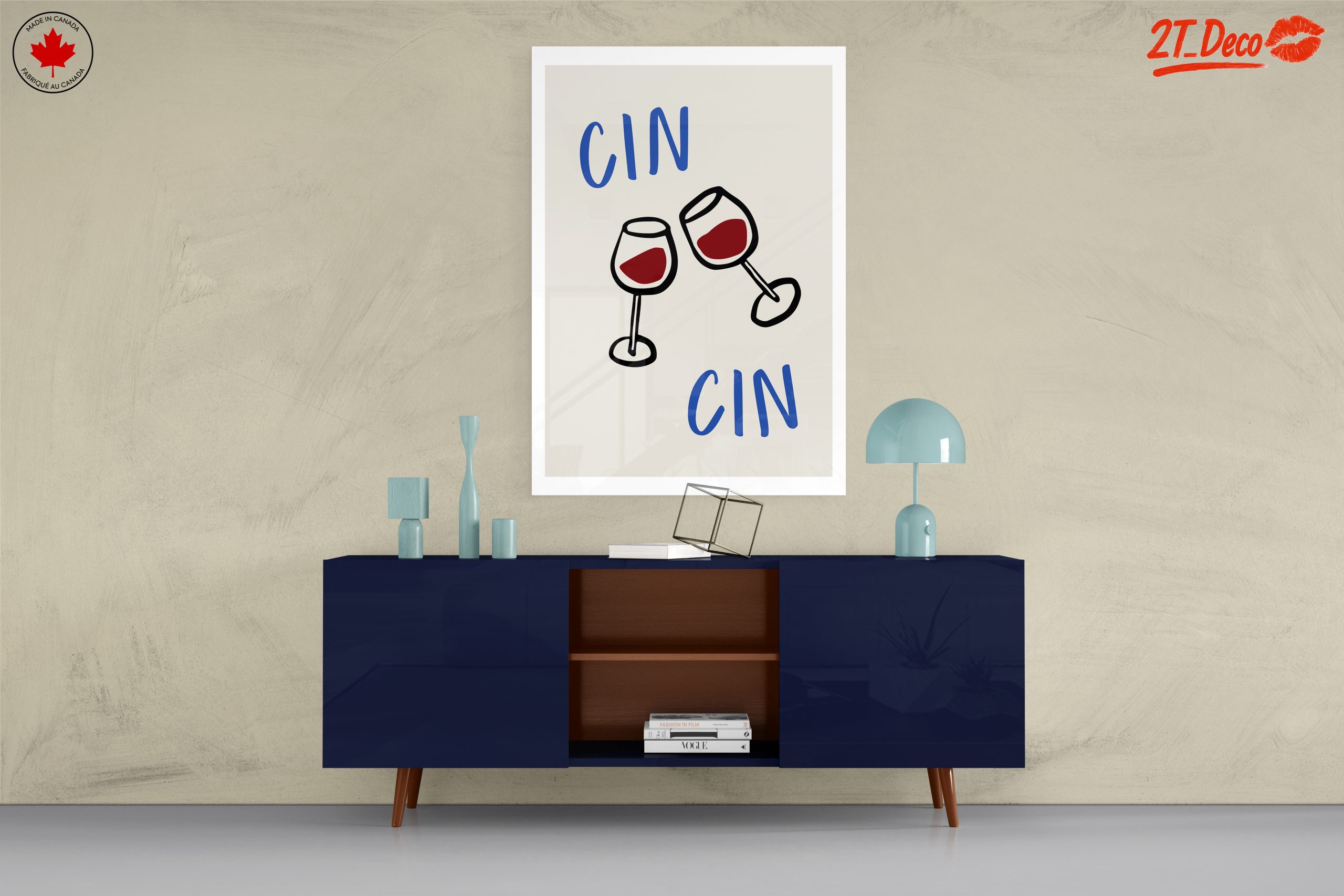 Stylized Toasting Wine Glasses Art - Image 8
