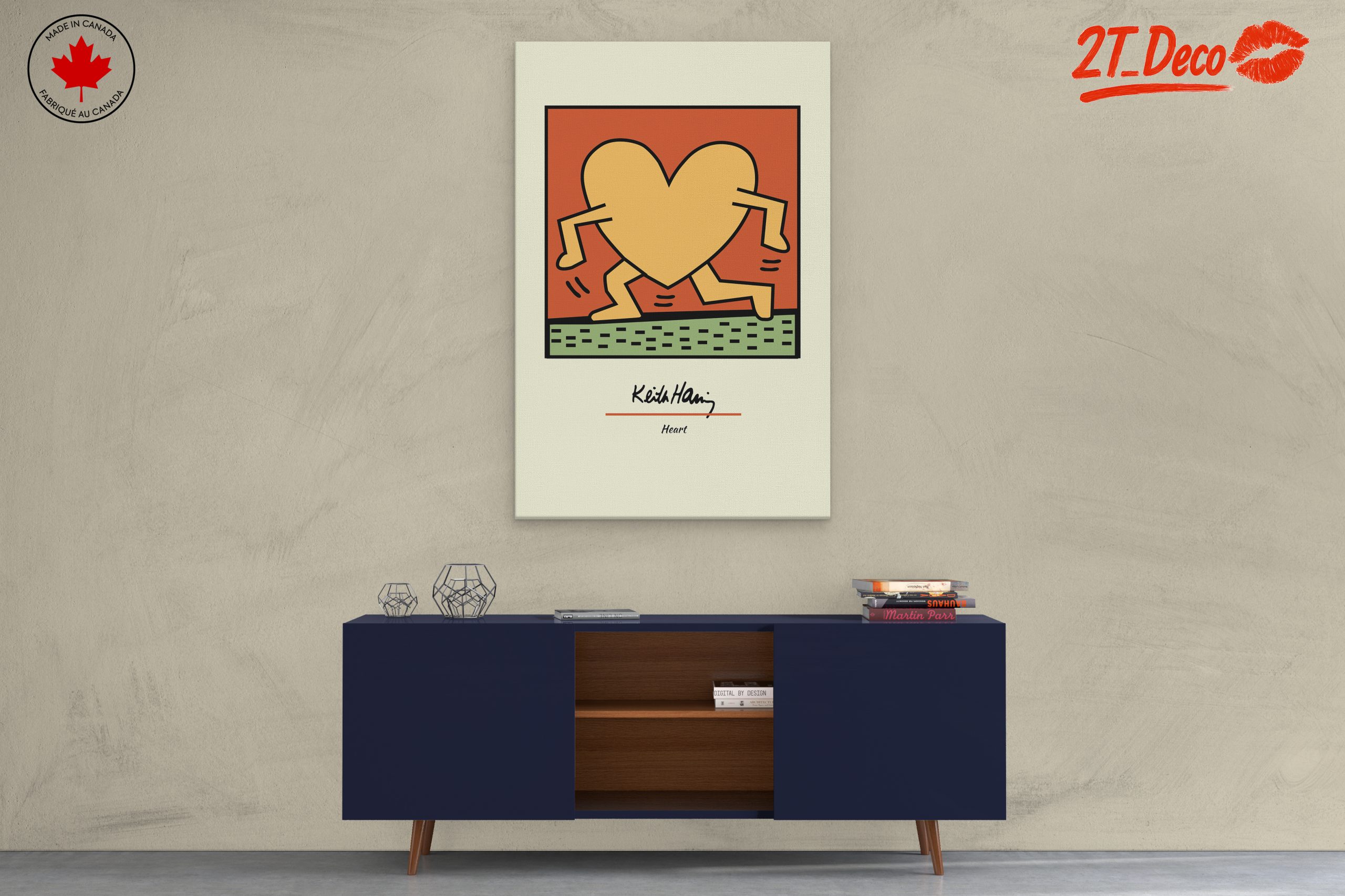Running Heart Keith Haring Inspired Art - Image 3