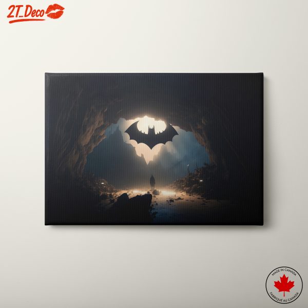 Batman Cave Art with Iconic Symbol