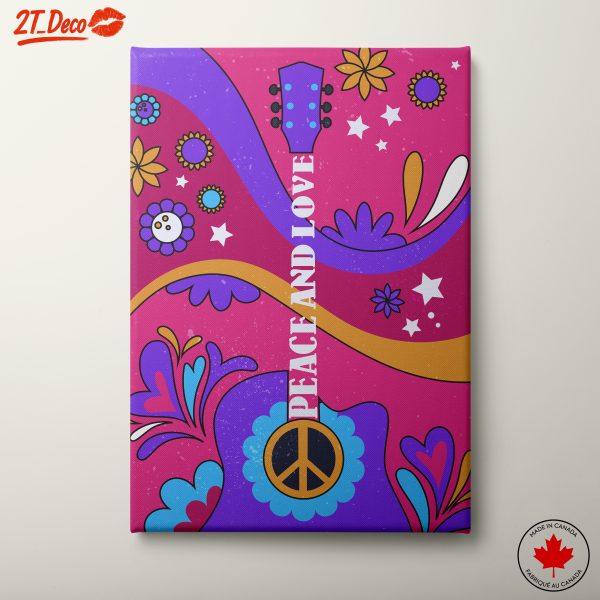 Peace and Love Colorful Typography Art