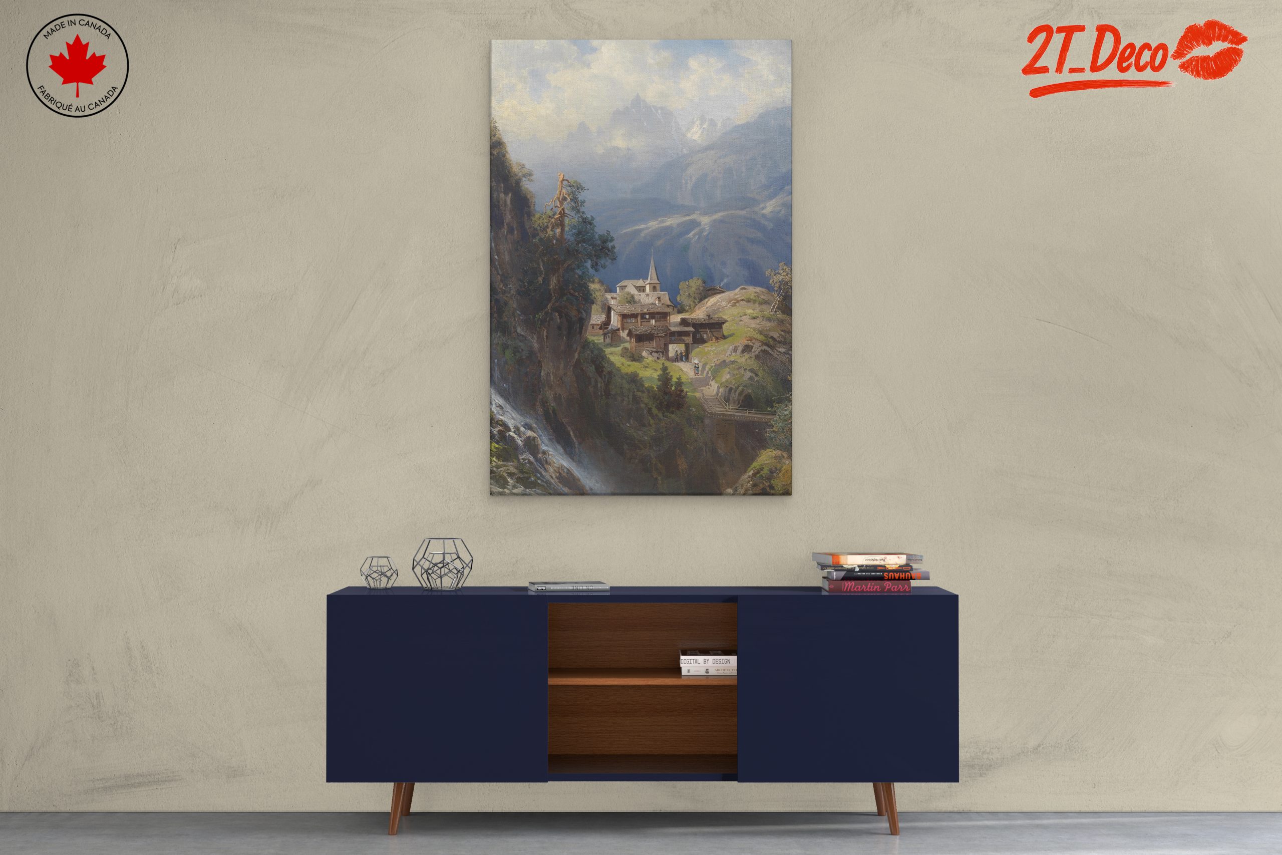 Scenic Adventure Landscape with Mountain Village - Image 3