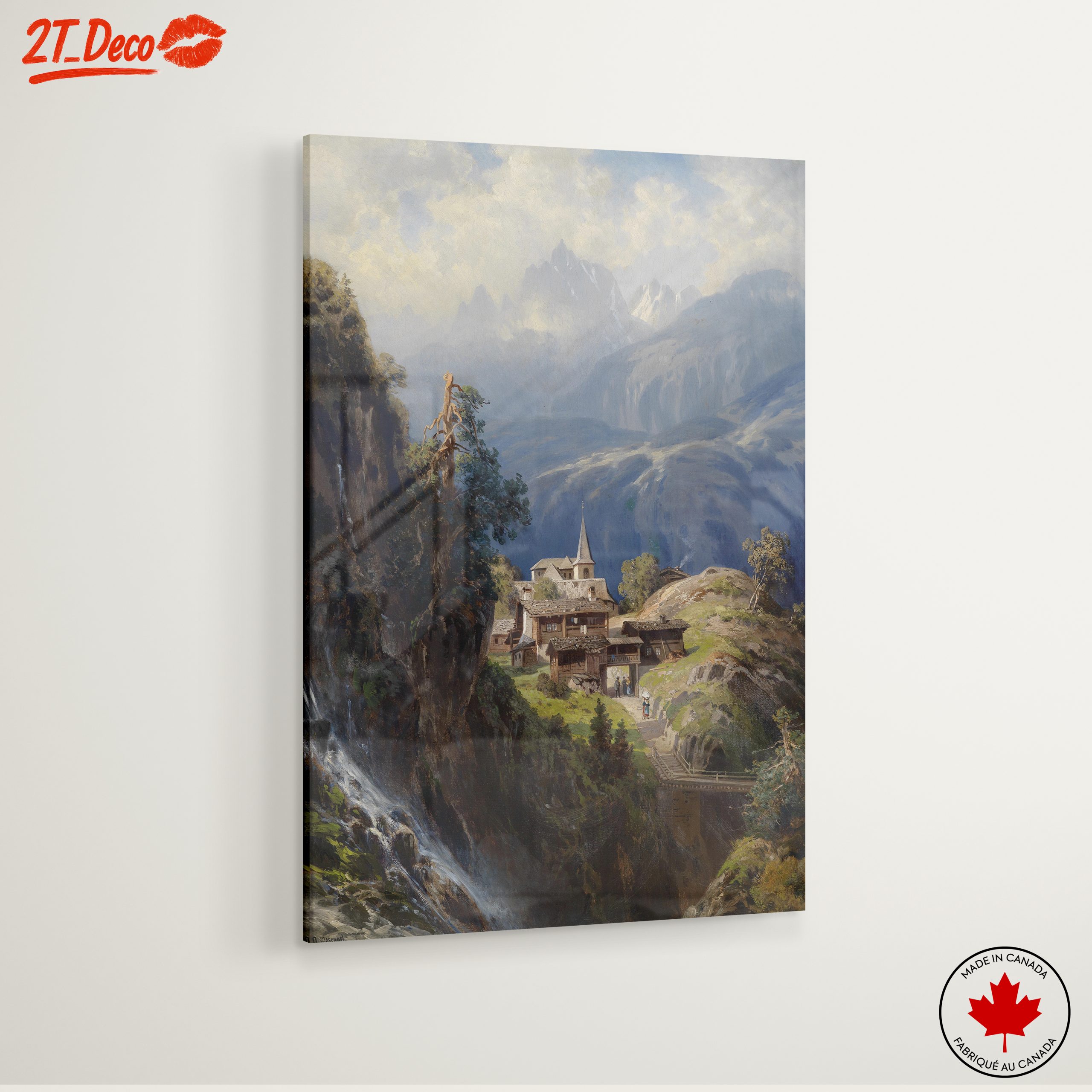 Scenic Adventure Landscape with Mountain Village - Image 6
